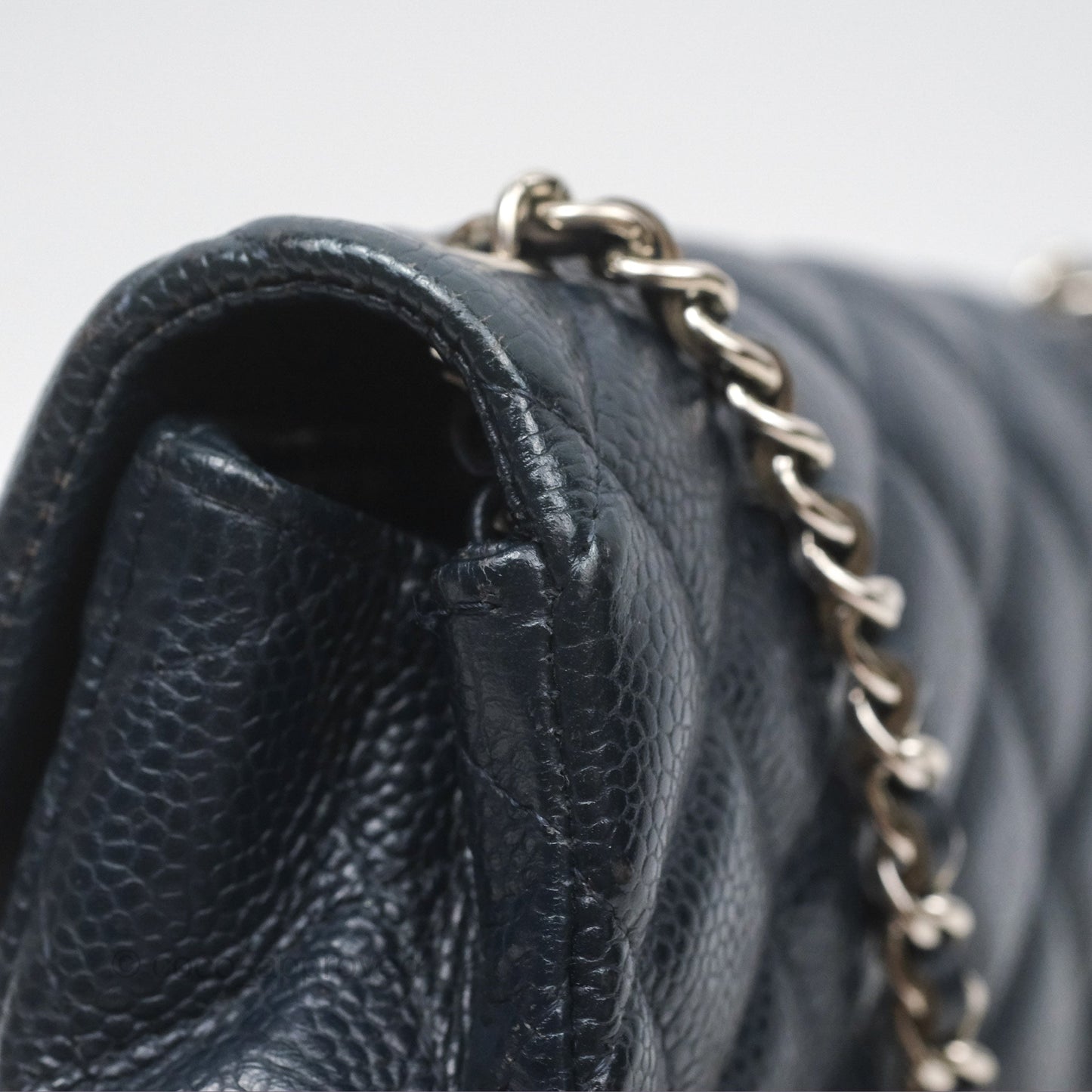Chanel Quilted Extra Mini Rectangular Flap Dark Navy Caviar Silver Hardware