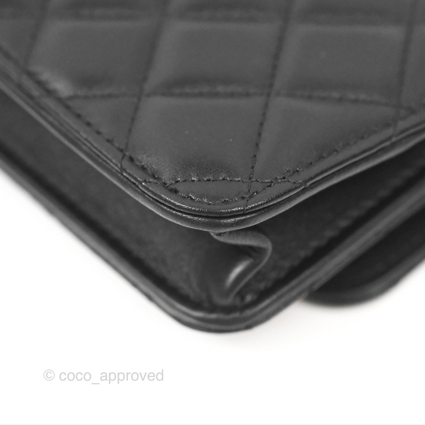 Chanel Mini WOC Phone Holder with Camellia Adjustable Chain Black Lambskin