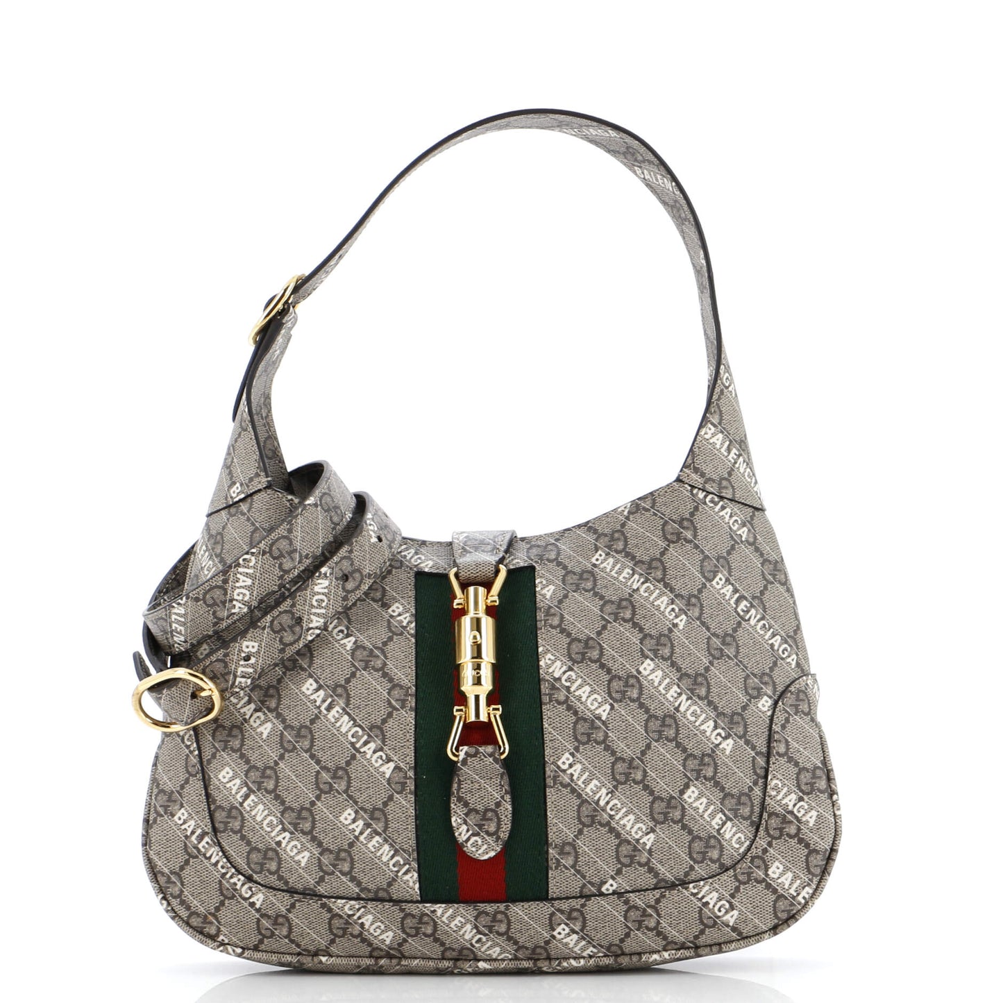 x Luxury Balenciaga The Hacker Project Jackie 1961 Hobo GG Coated Canvas Small
