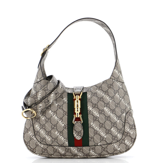 x Luxury Balenciaga The Hacker Project Jackie 1961 Hobo GG Coated Canvas Small