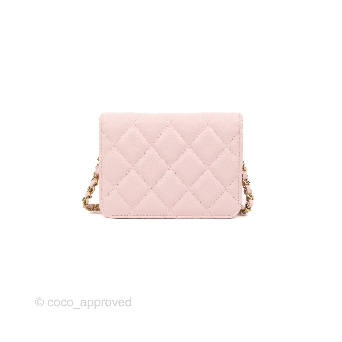 Chanel Mini Wallet With Chain Light Pink Caviar Gold Hardware