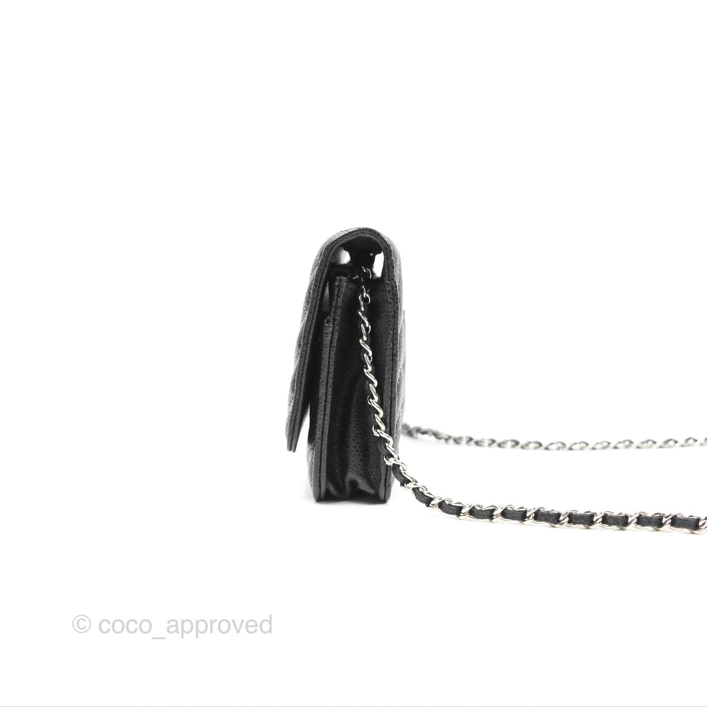 Chanel Classic Chevron Wallet on Chain WOC Black Caviar Silver Hardware