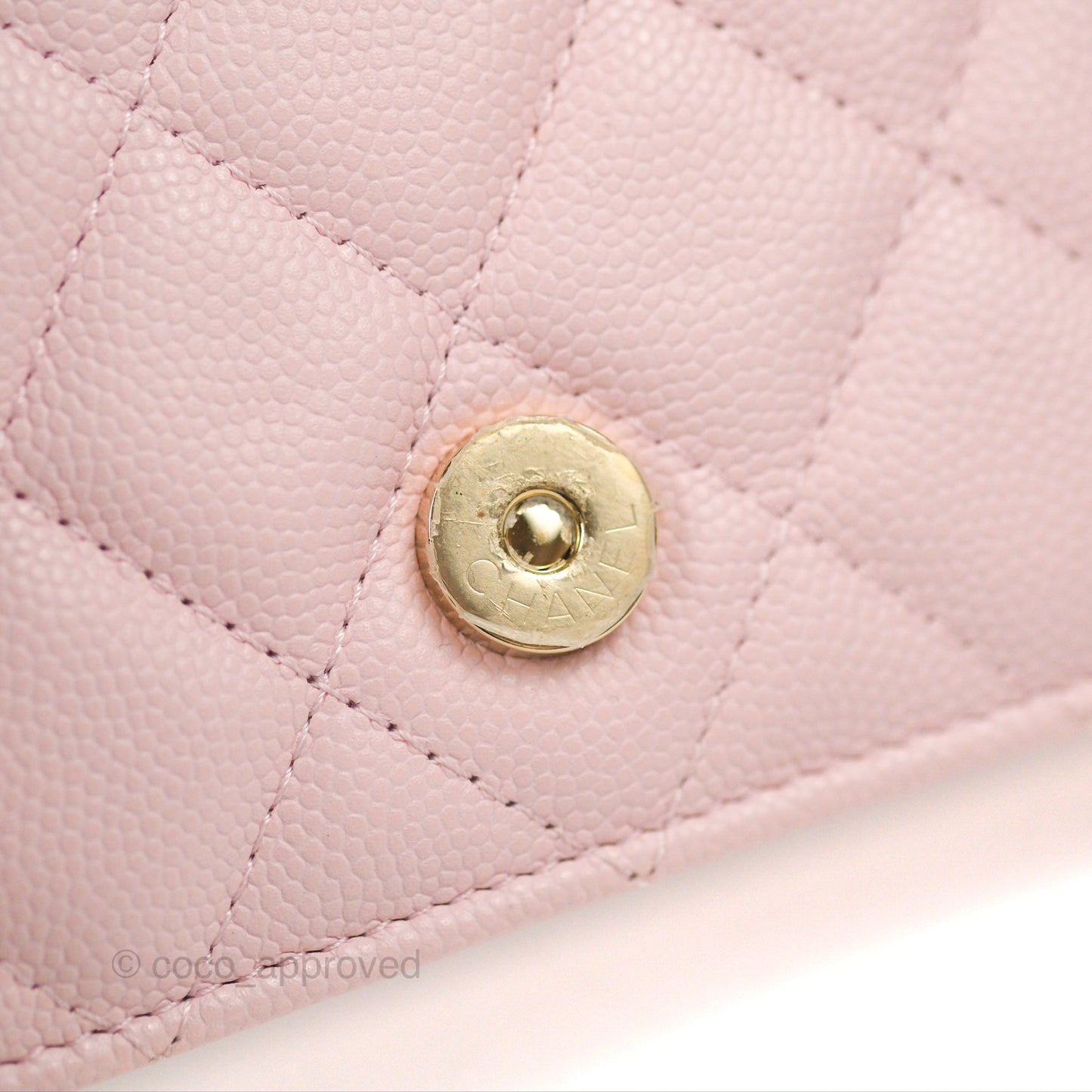 Chanel Mini Wallet With Chain Light Pink Caviar Gold Hardware