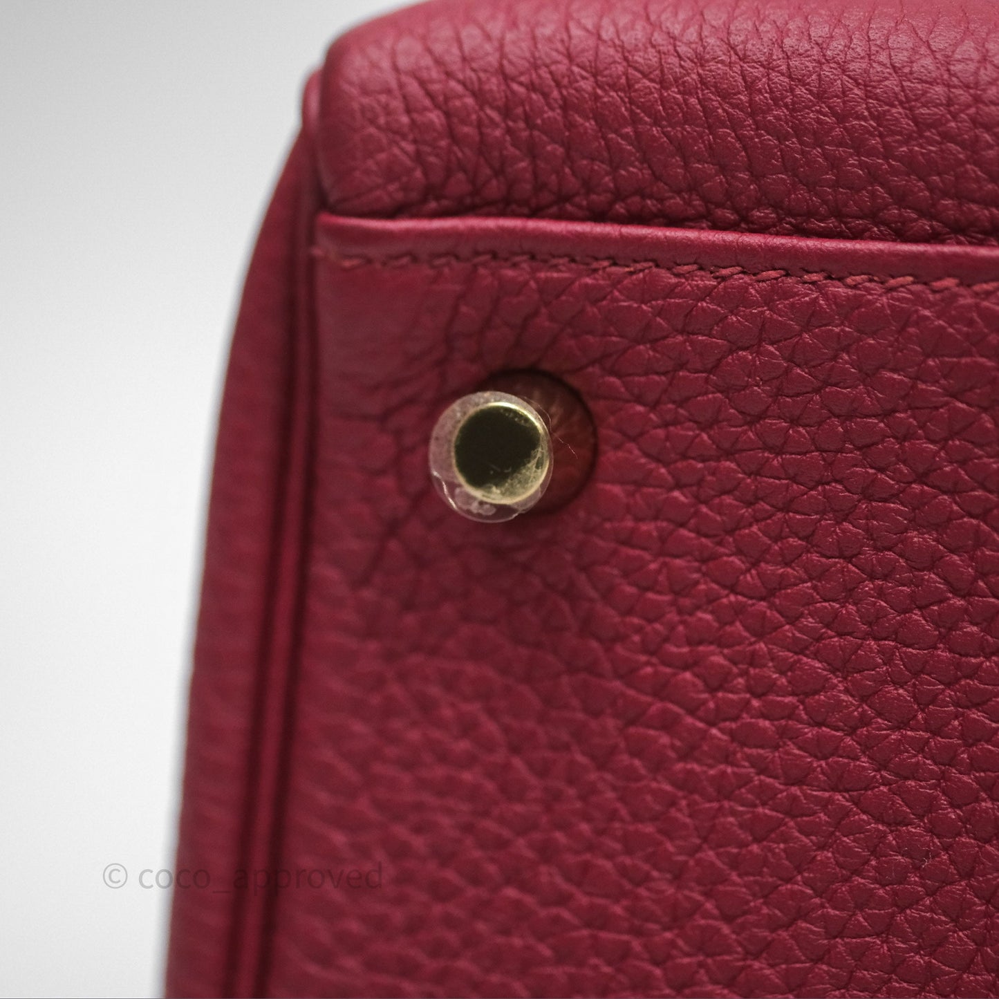 Hermès Kelly 32 Retourne Rouge Grenat K1 Togo Gold Hardware