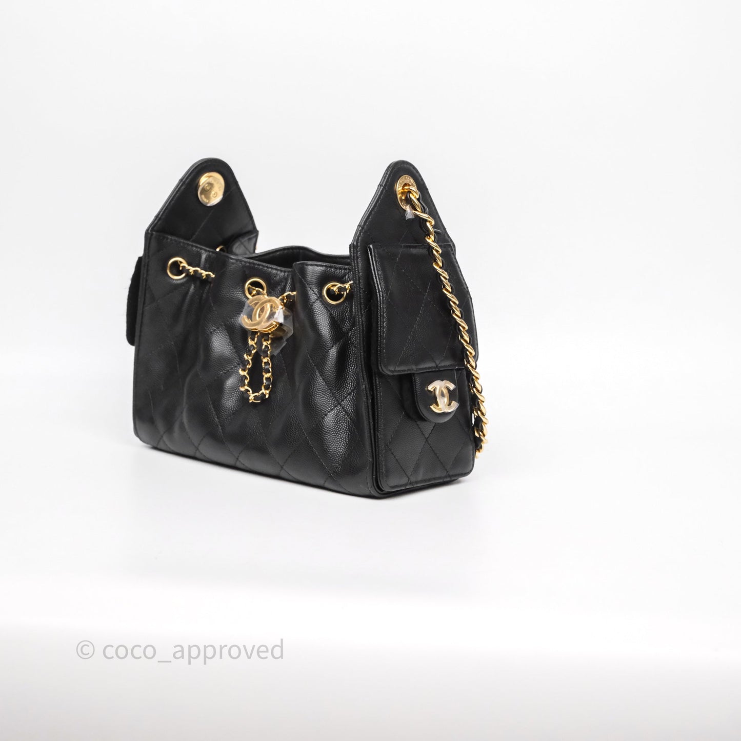 Chanel 25 Mini Bag Black Caviar Gold Hardware