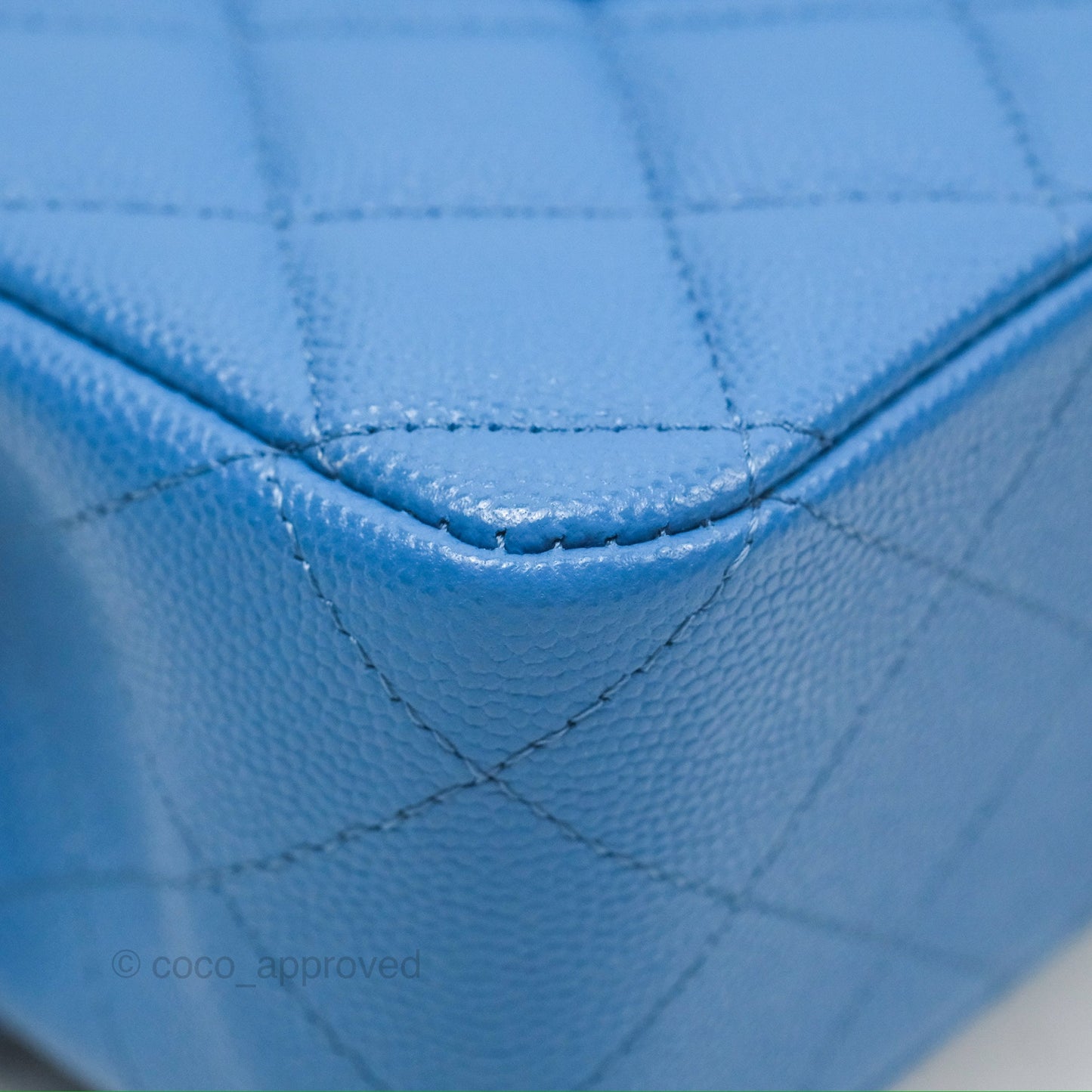 Chanel Classic M/L Medium Flap Quilted Blue Caviar Gold Hardware