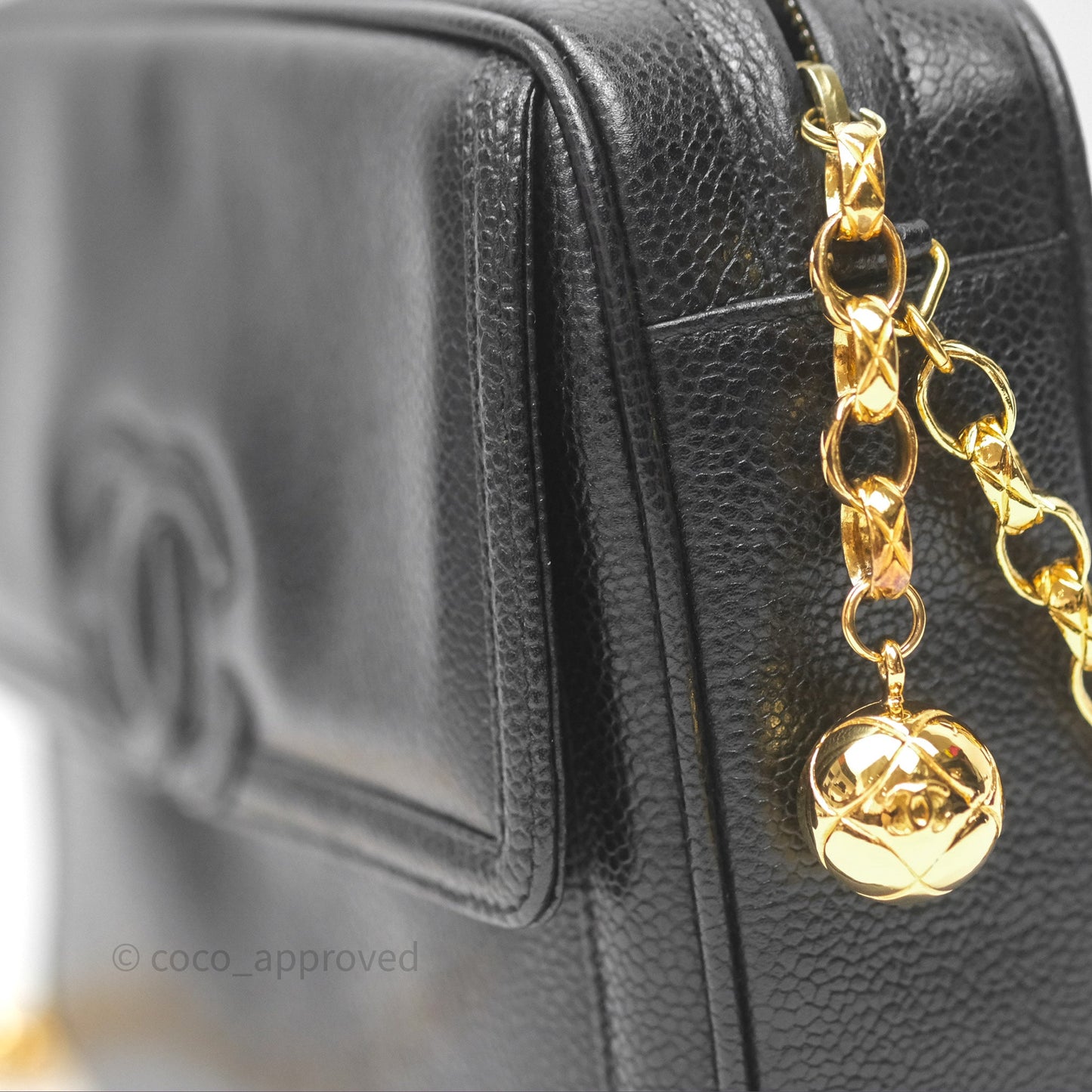 Chanel Vintage CC Camera Bag Black Caviar 24 Gold Hardware