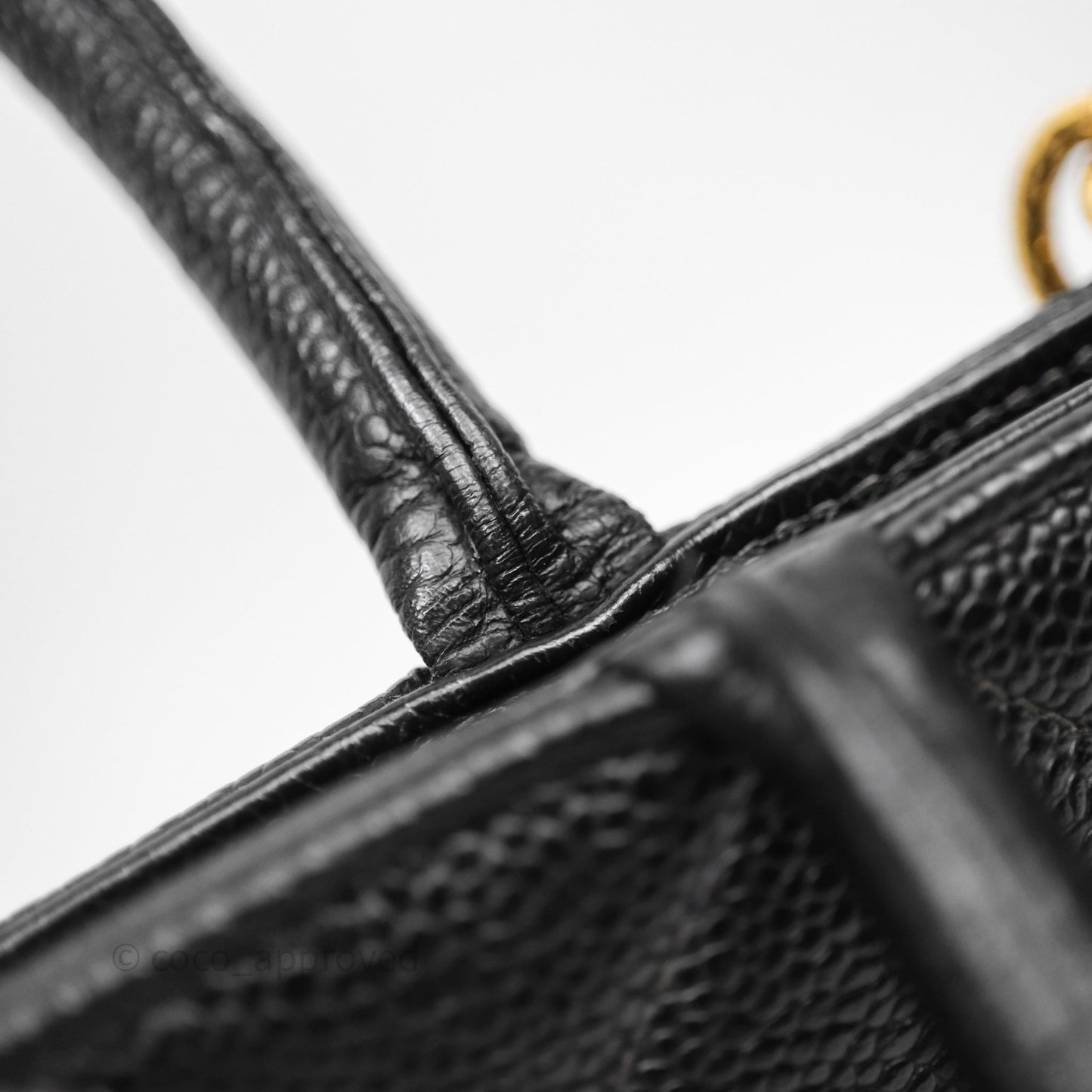 Chanel Vintage Medallion CC Tote Bag Black Caviar Gold Hardware