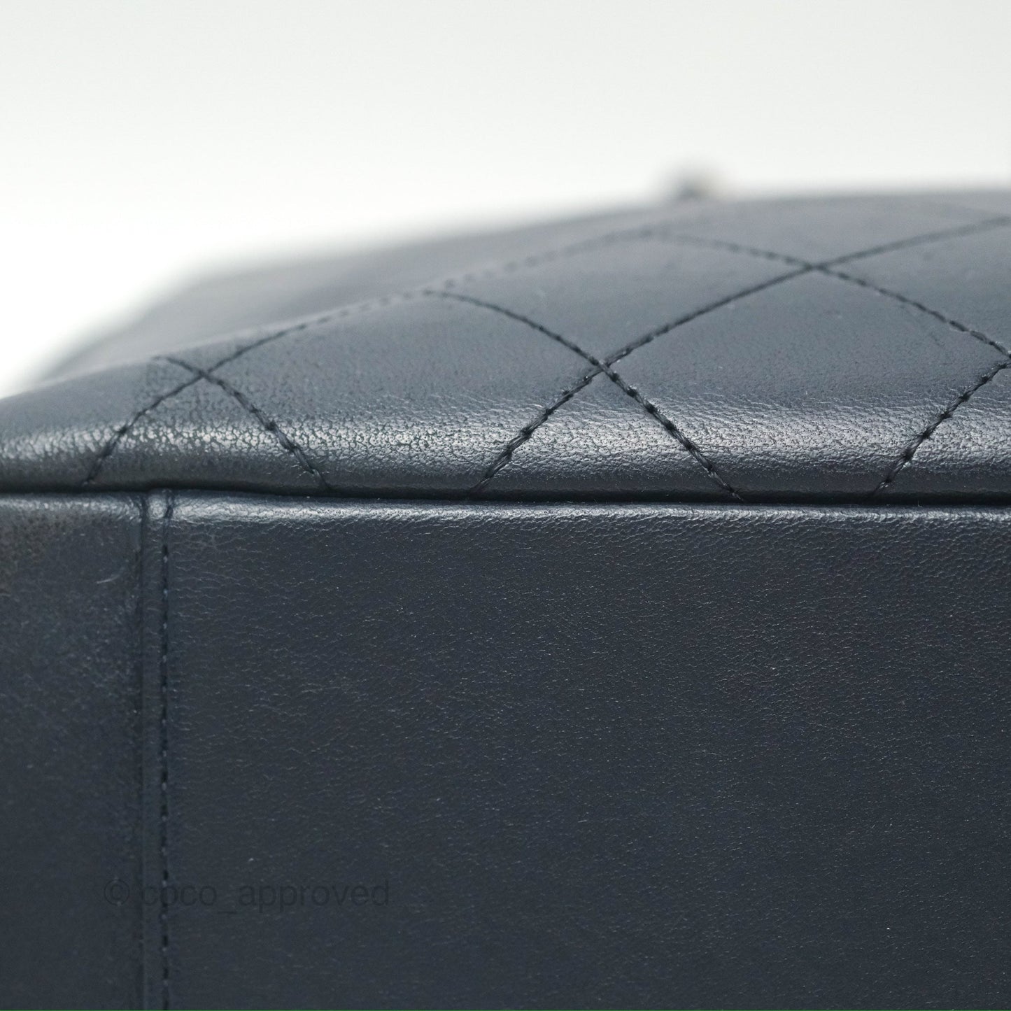 Chanel Medium Around The Corner Shopping Tote Navy Lambskin