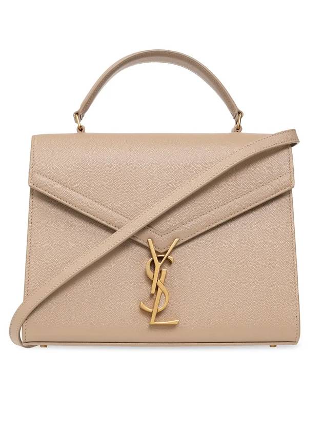 Luxury Saint Laurent Casandra Grain Leather Tote Bag Beige