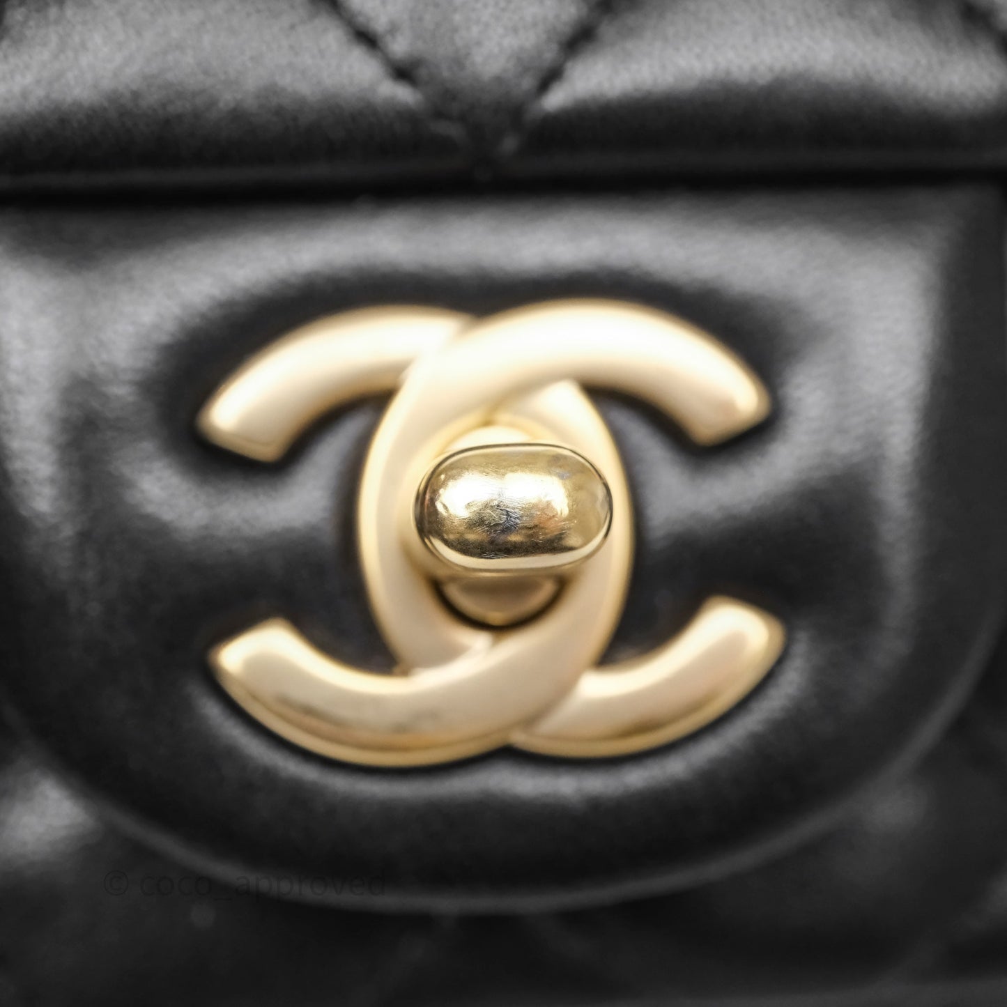 Chanel Quilted Extra Mini Rectangular Flap Black Lambskin Aged Gold Hardware