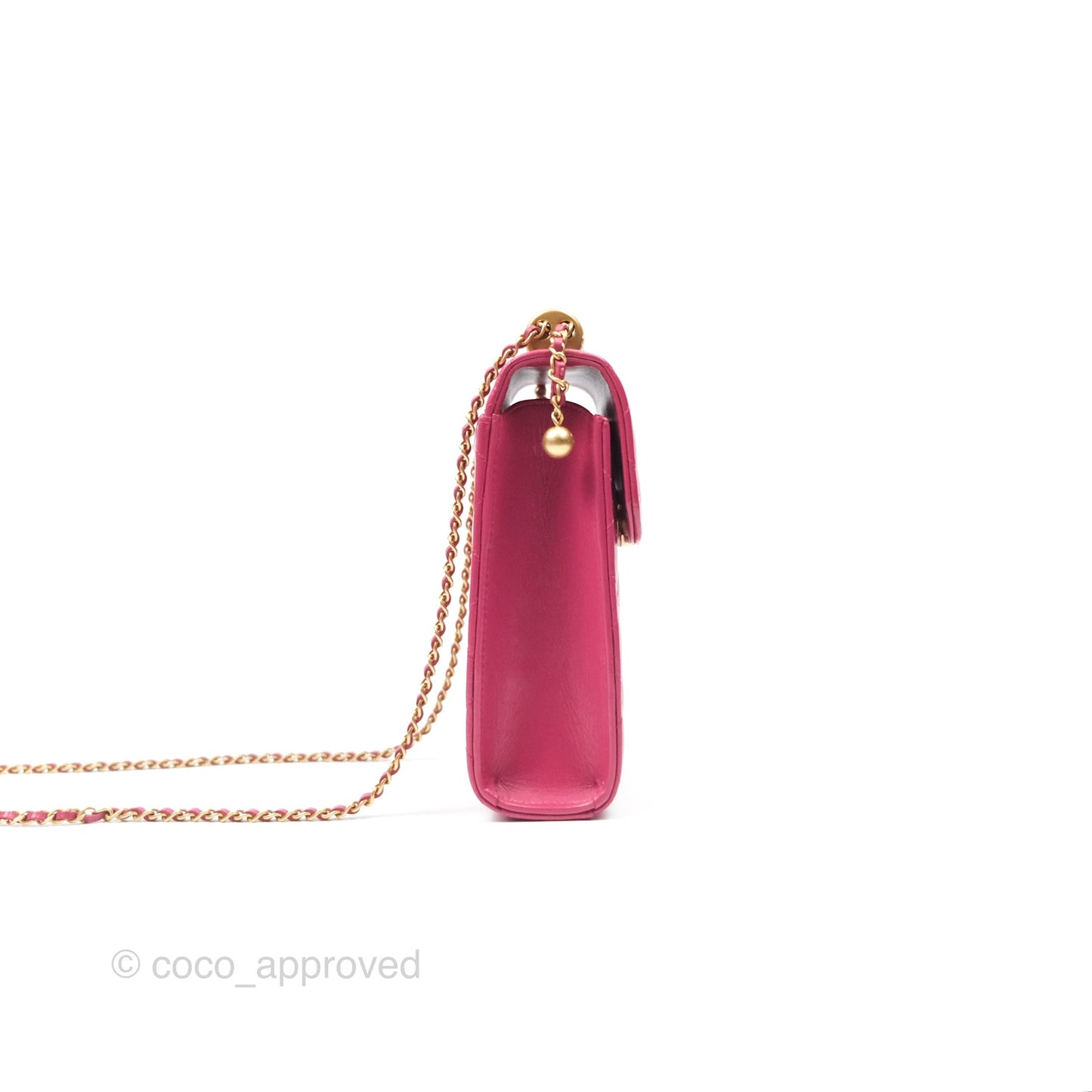 Chanel Quilted Perfect Fit Dark Pink Phone Holder Aged Gold Hardware