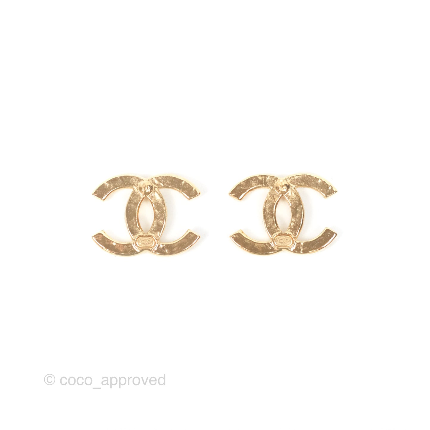 Chanel Crystal CC Earrings Gold Tone 24P