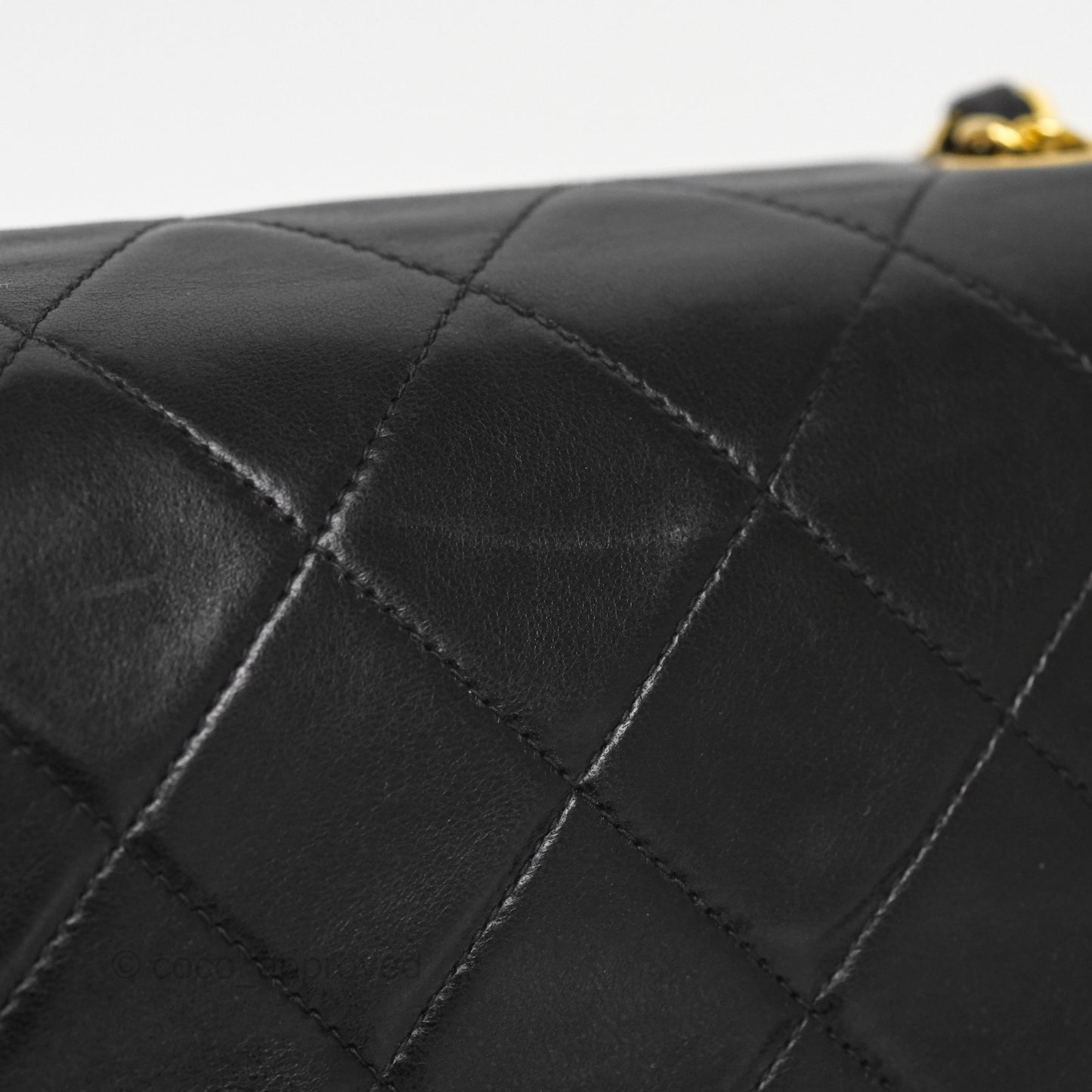 Chanel Vintage Small Classic Diana Quilted Black Lambskin 24K Gold Hardware