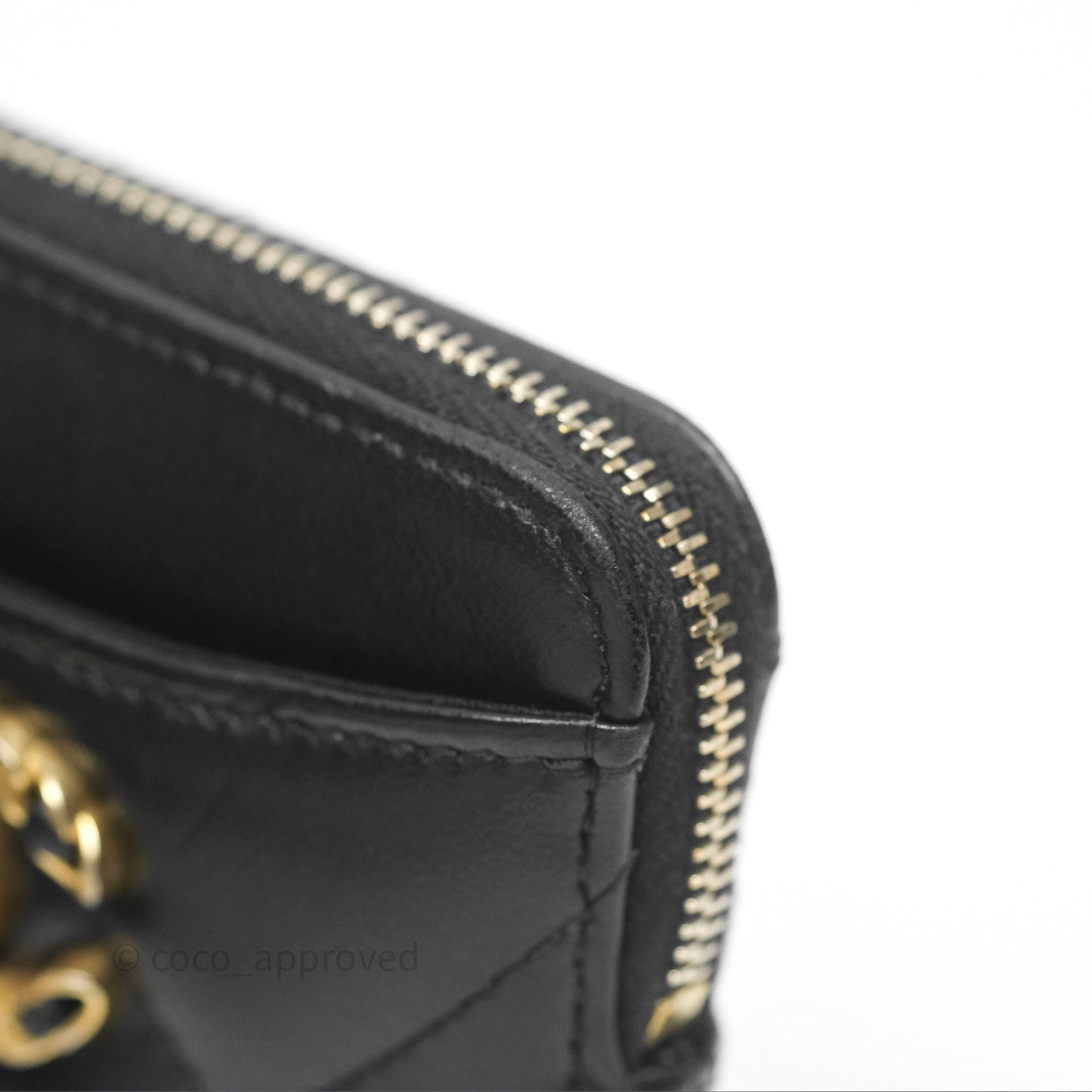 Chanel 19 Black Zipped Coin Purse Lambskin Gold Hardware