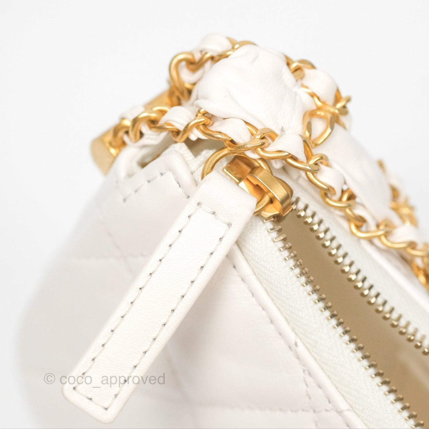Chanel Hobo Bag White Aged Calfskin Aged Gold Hardware