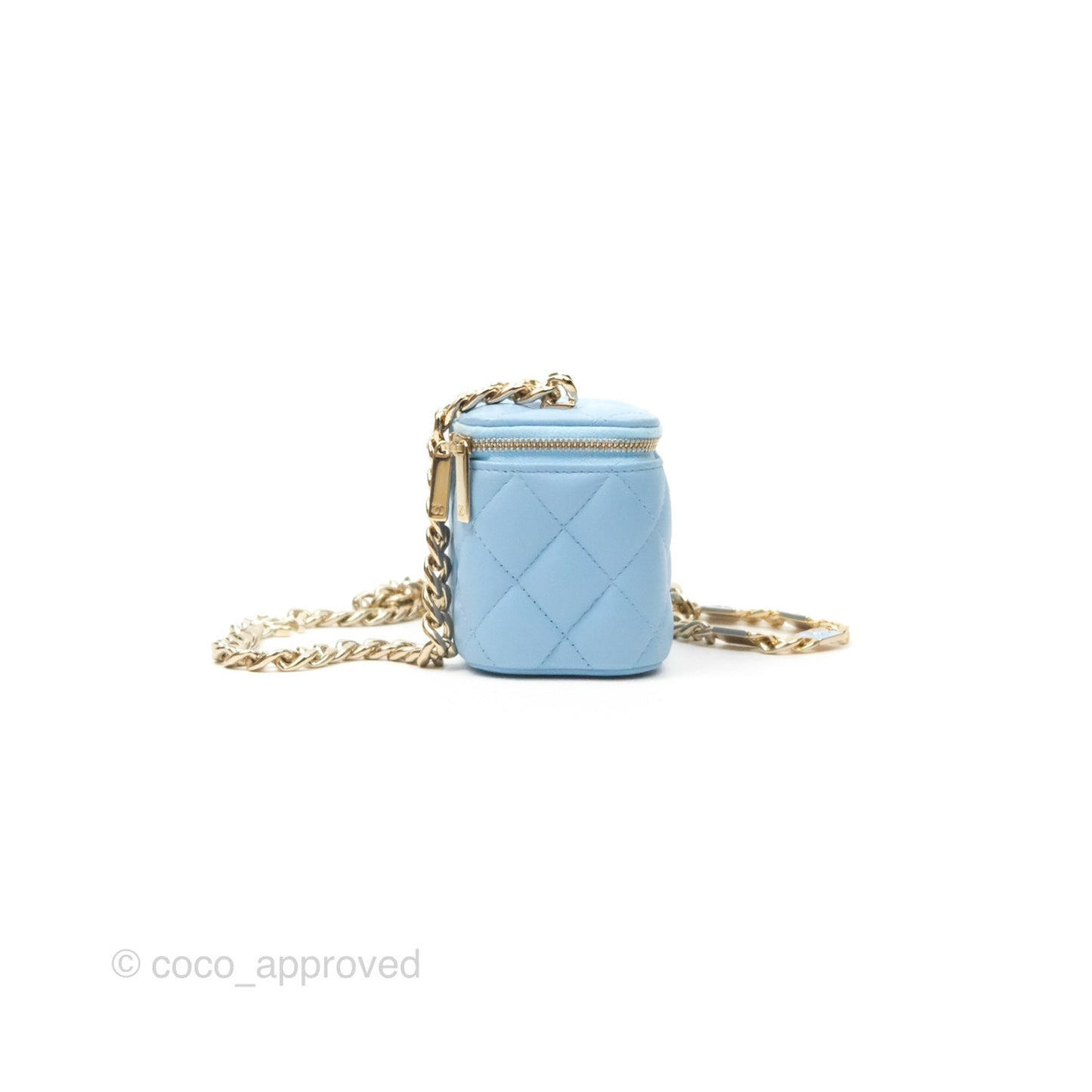 Chanel Mini Vanity Coco Chain Blue Lambskin Gold Hardware