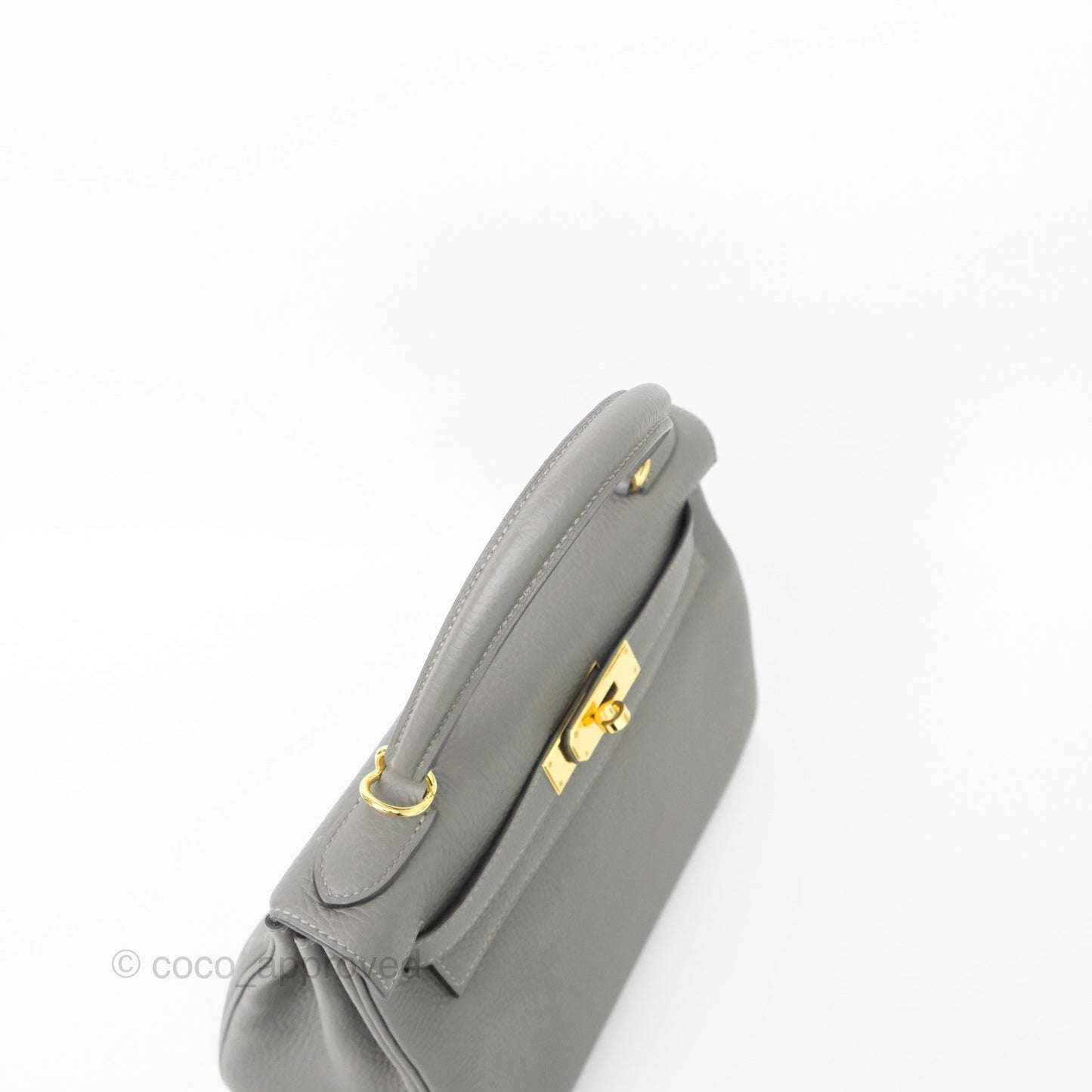 Hermès Kelly 28 Retourne Gris Meyer 0L Clemence Gold Hardware