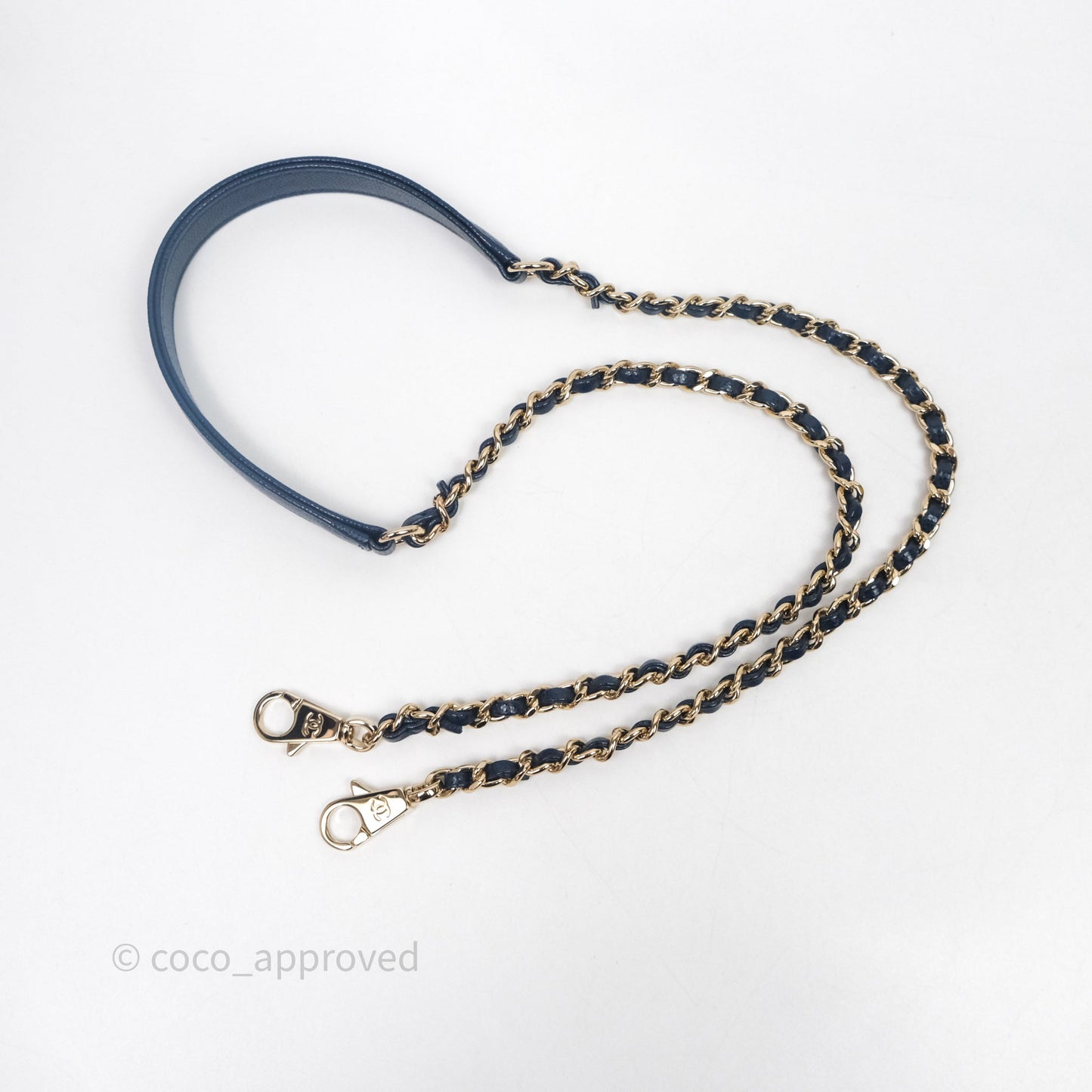 Chanel Small Coco Handle Navy Caviar Gold Hardware Lizard Handle