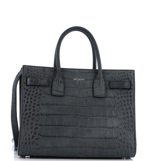 Luxury Saint Laurent Sac de Jour NM Bag Crocodile Embossed Leather Baby