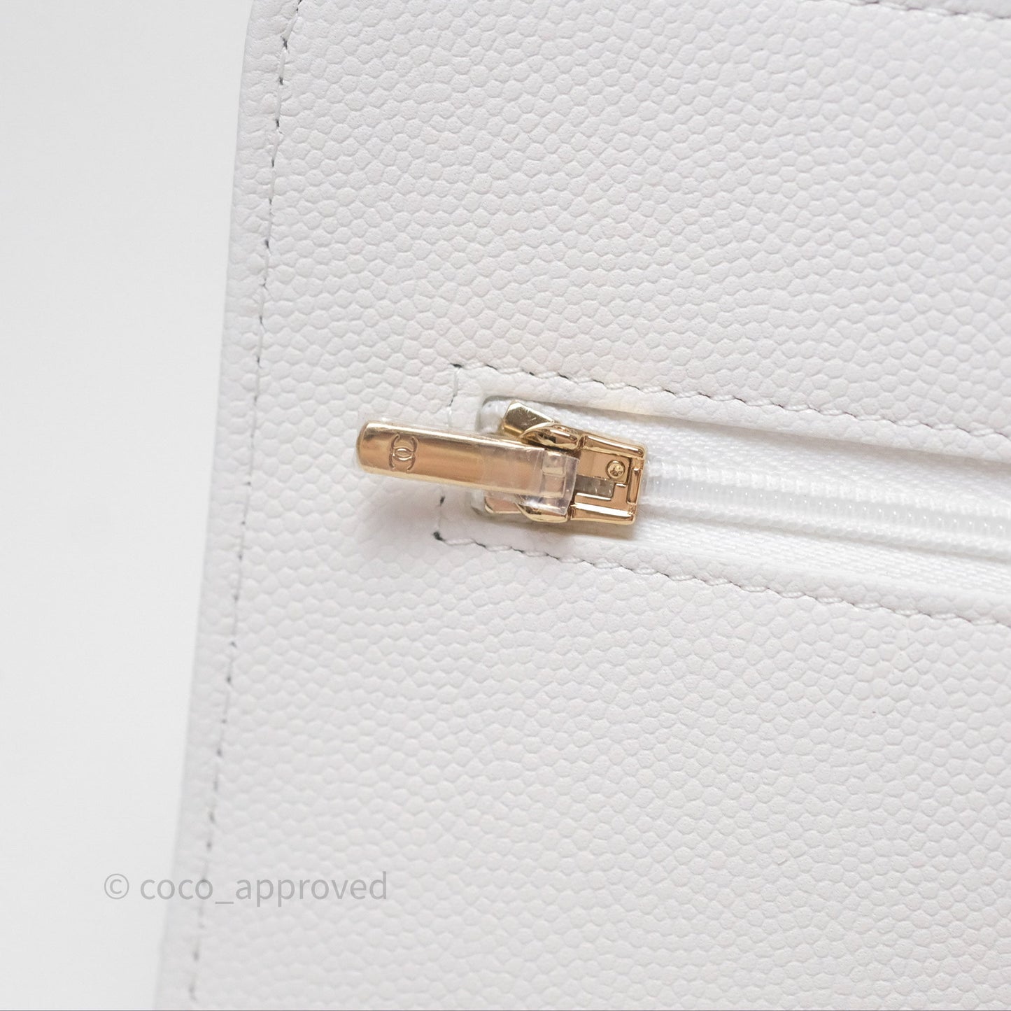 Chanel Crystal CC Wallet on Chain WOC White Caviar Gold Hardware