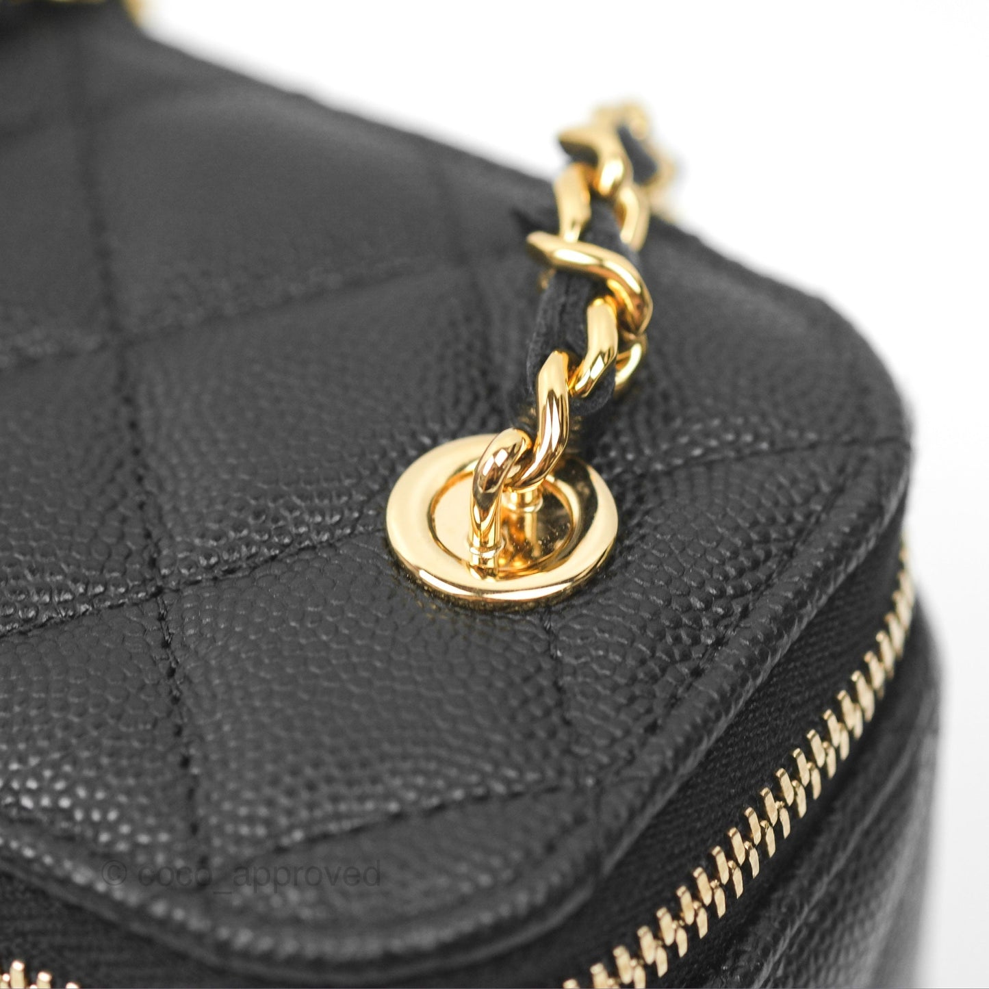 Chanel Mini Poker Vanity With Chain Black Caviar Gold Hardware