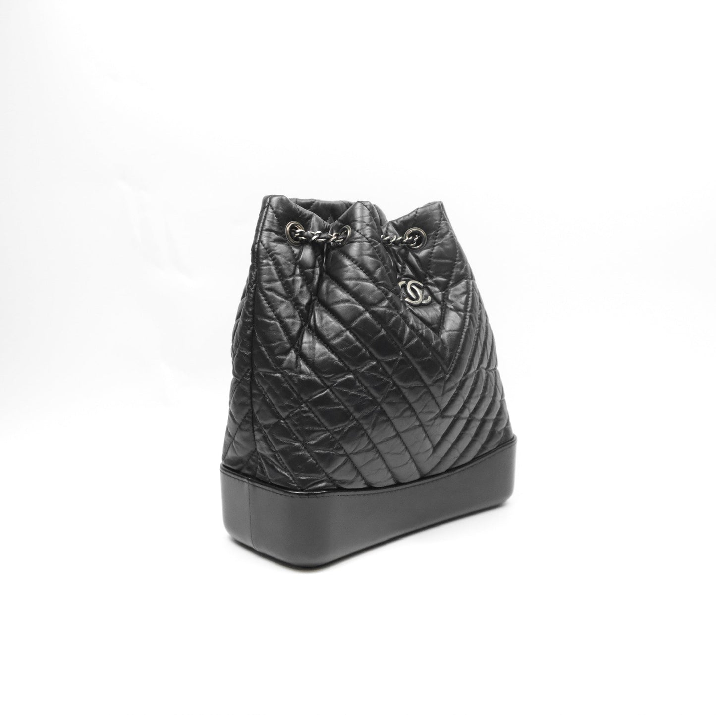 Chanel Medium Chevron Gabrielle Backpack Black Aged Calfskin