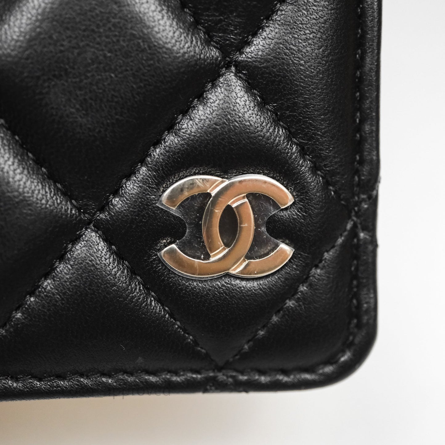Chanel Quilted Book Wallet on Chain WOC Black Lambskin Gold Hardware