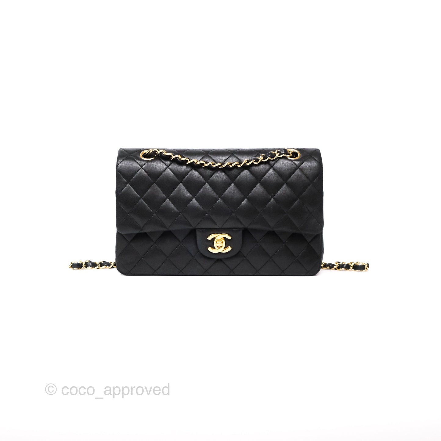 Chanel Classic M/L Medium Flap Quilted Black Lambskin Gold Hardware
