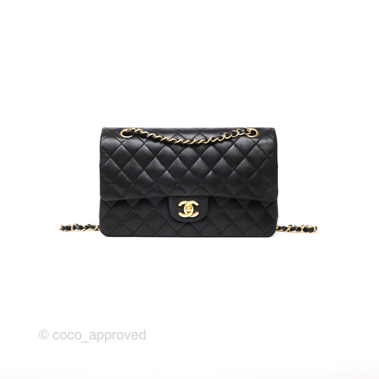 Chanel Classic M/L Medium Flap Quilted Black Lambskin Gold Hardware