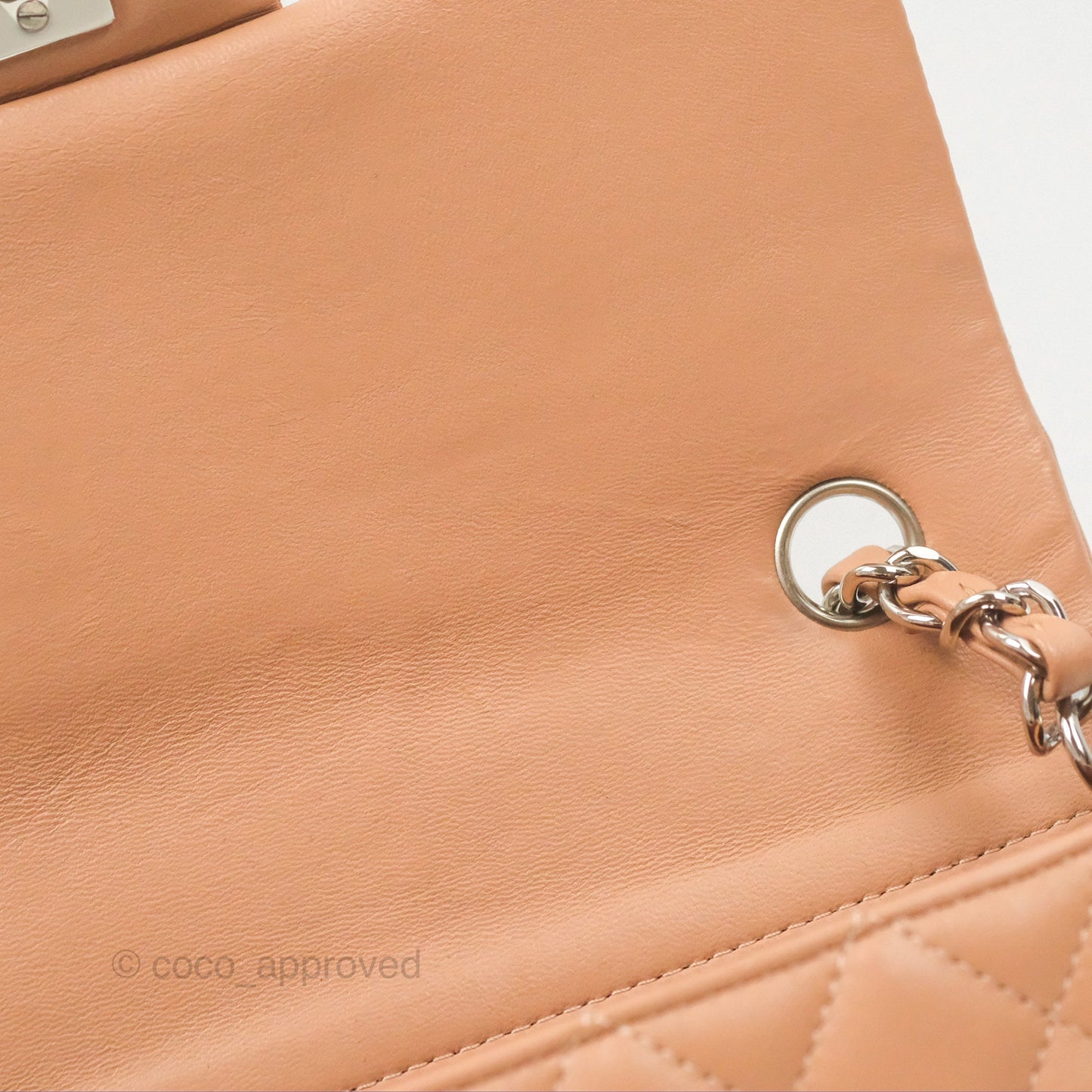 Chanel Mini Rectangular Quilted Beige Lambskin Silver Hardware