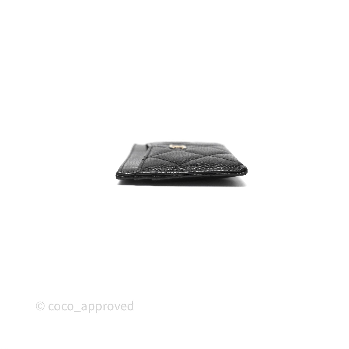 Chanel Classic Flat Card Holder Black Caviar Gold Hardware