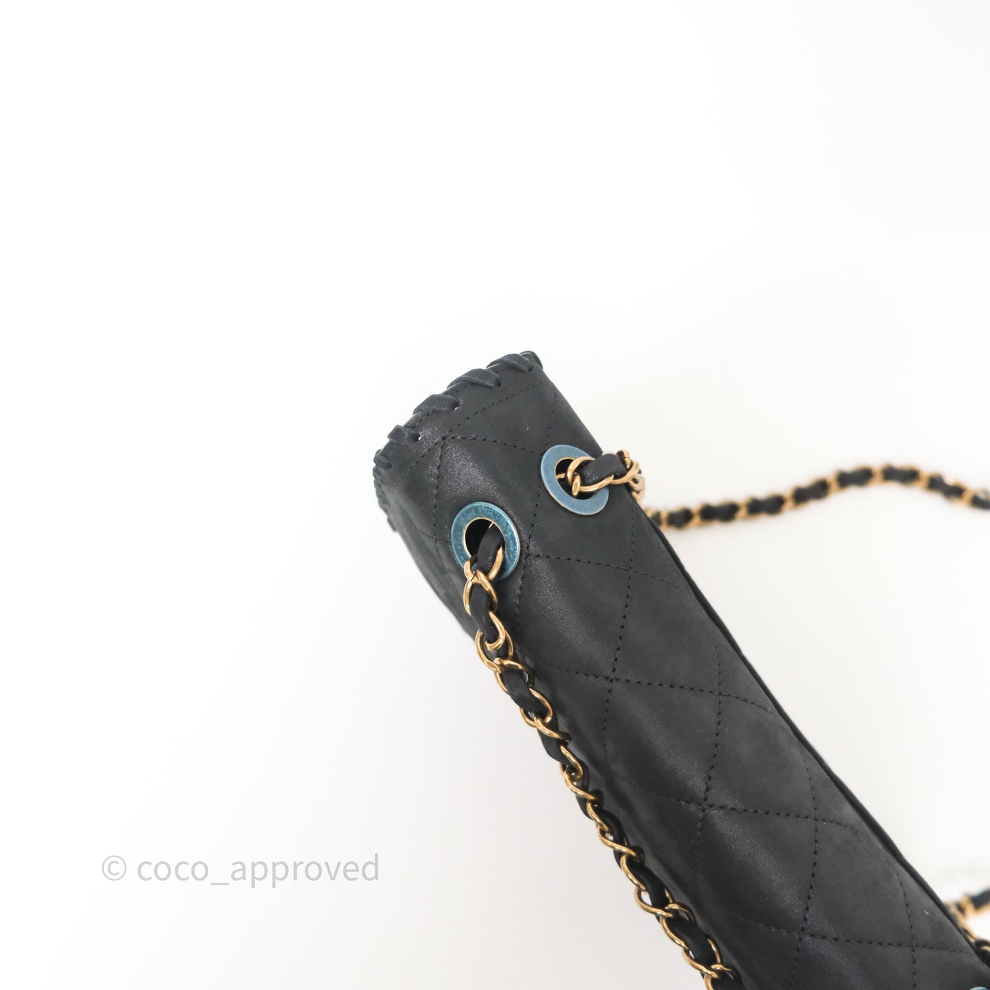 Chanel Braided Flap Bag Black Nubuck Aged Gold Hardware