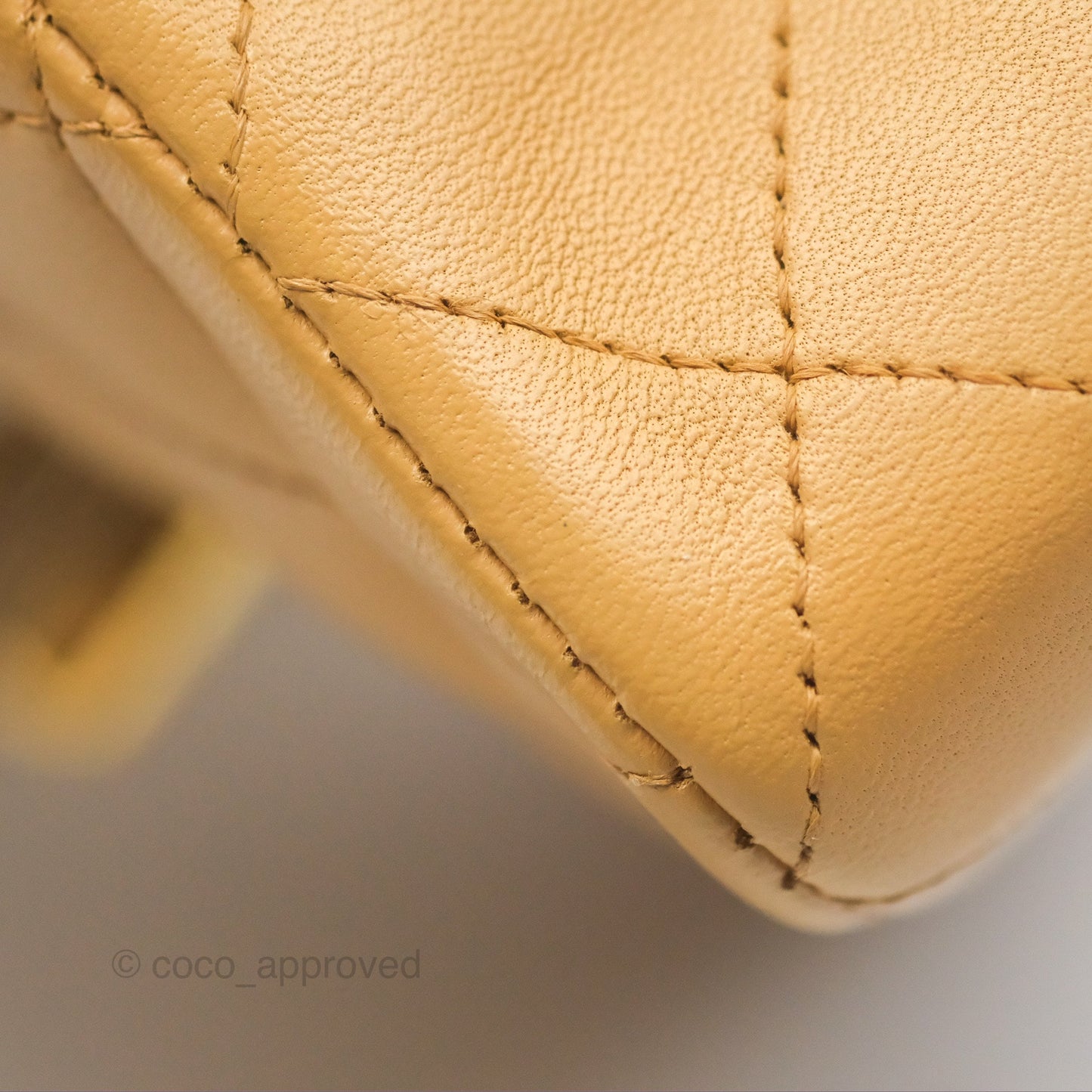 Chanel Vintage Small Classic Flap Beige Lambskin 24K Gold Hardware