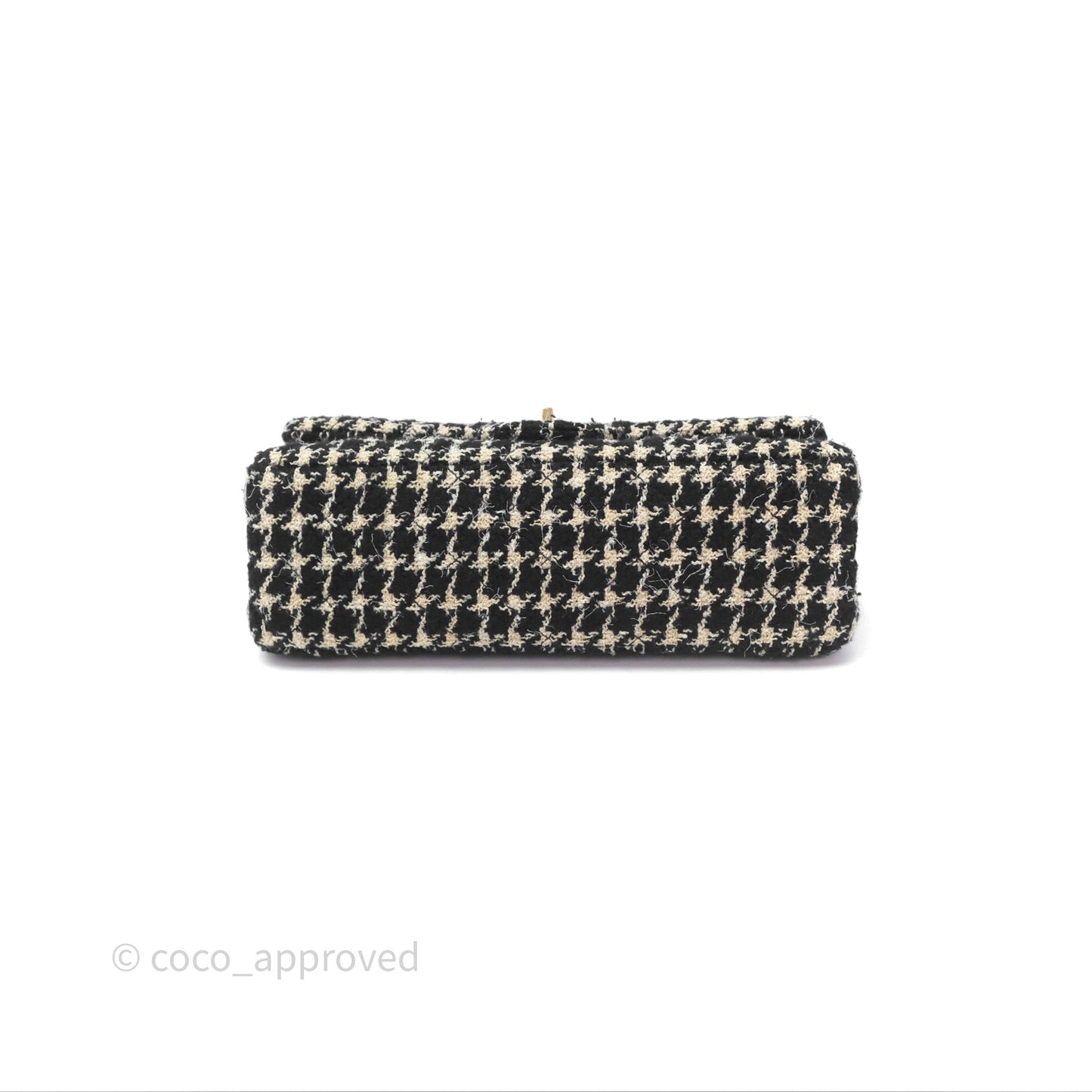 Chanel Reissue 225 Houndstooth Tweed Black Beige Aged Gold Hardware