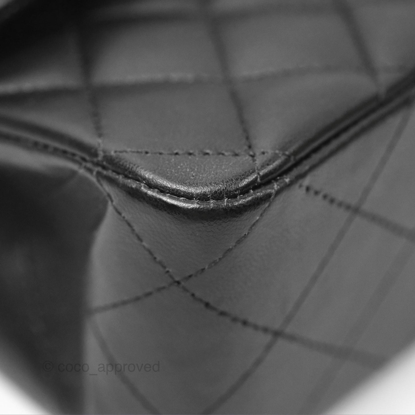 Chanel Classic M/L Medium Flap Quilted Black Lambskin Silver Hardware