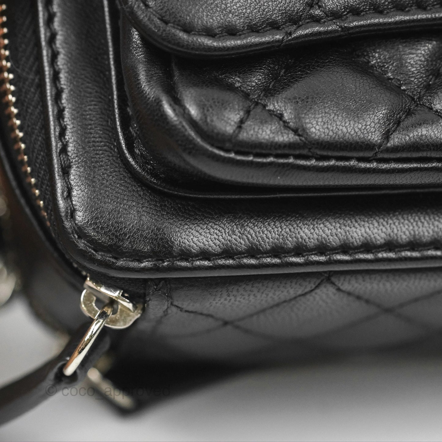 Chanel Small Pocket Box Camera Case Black Lambskin Silver Hardware