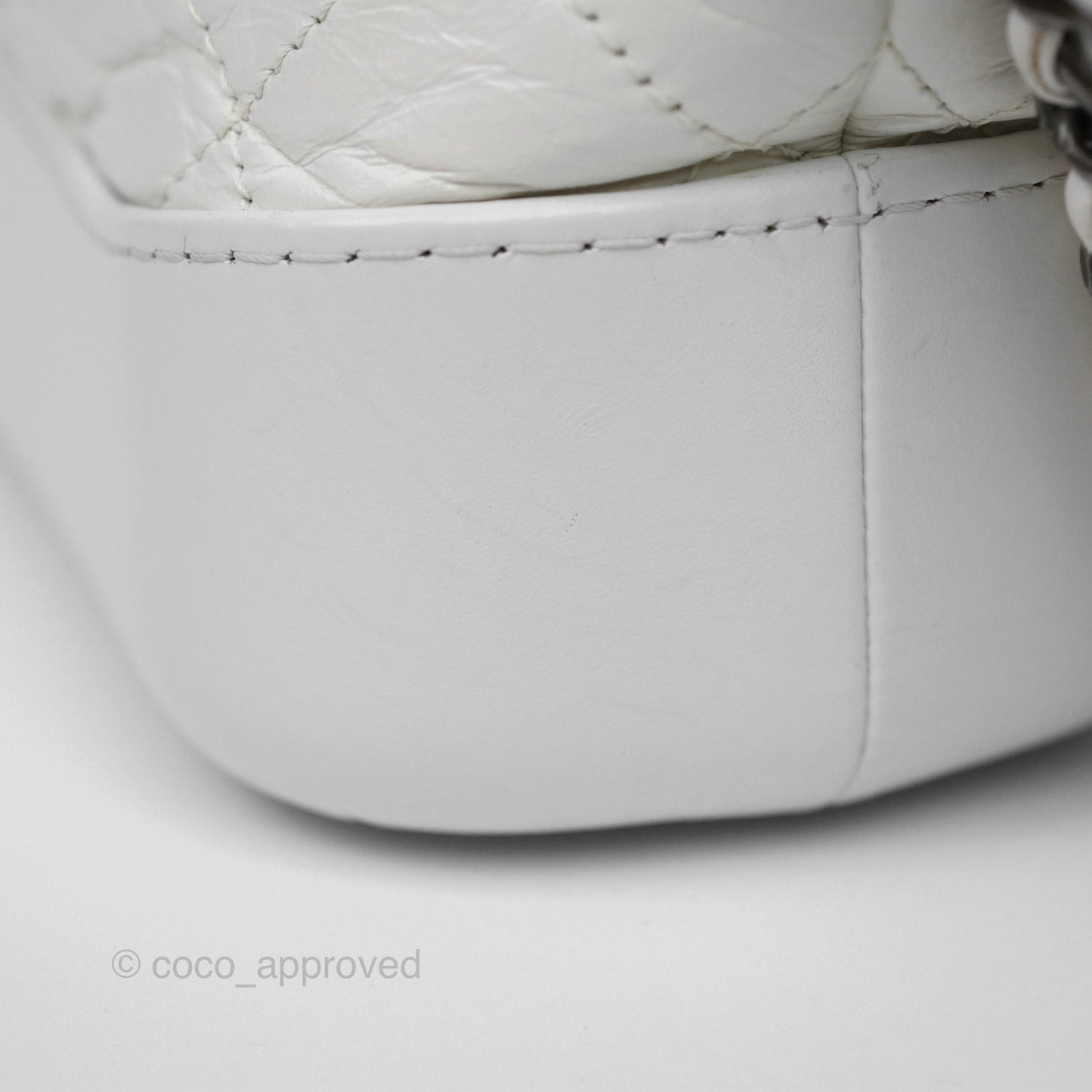 Chanel Small Gabrielle Hobo Quilted White Aged Calfskin