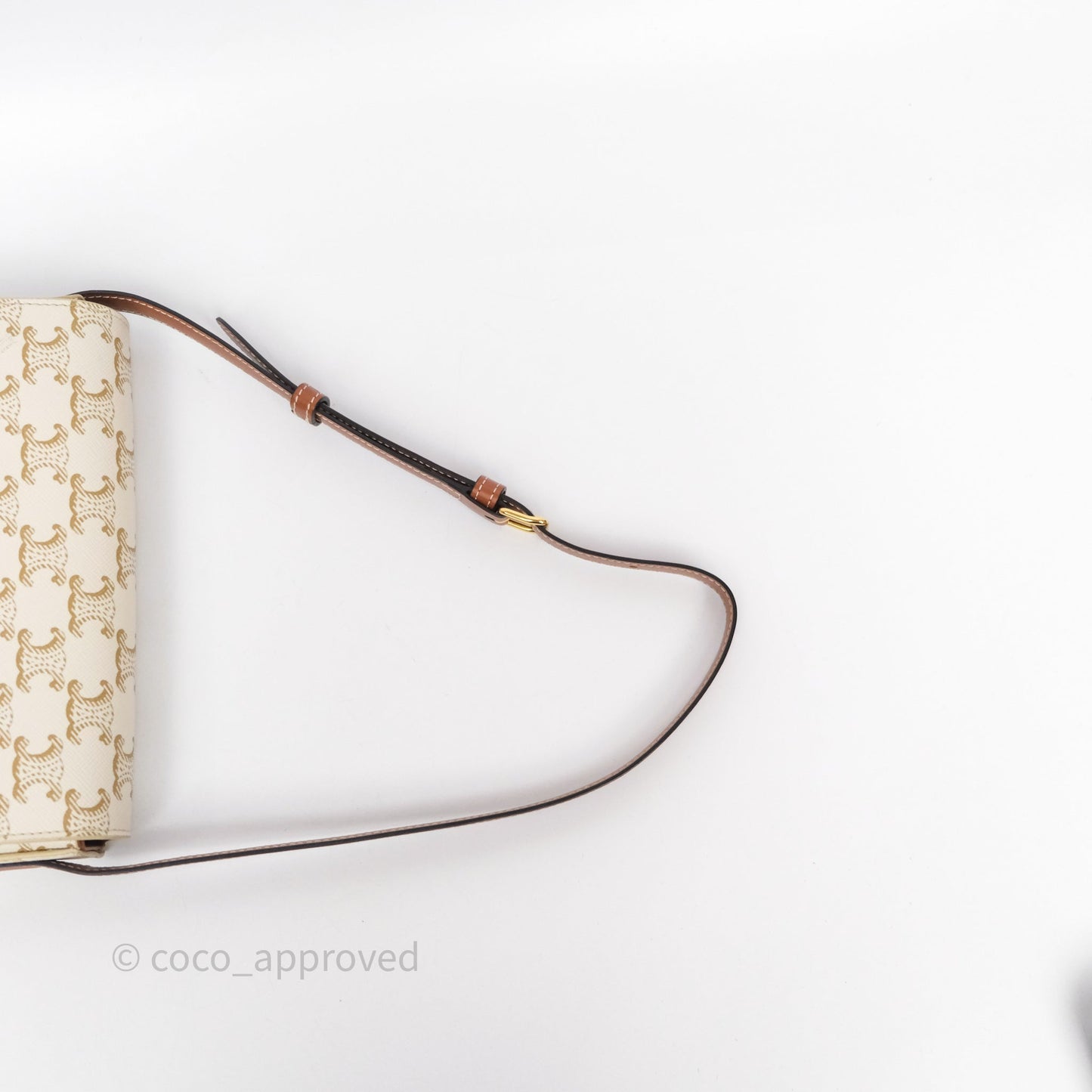Celine Triomphe Shoulder Bag White Calfskin Triomphe Canvas