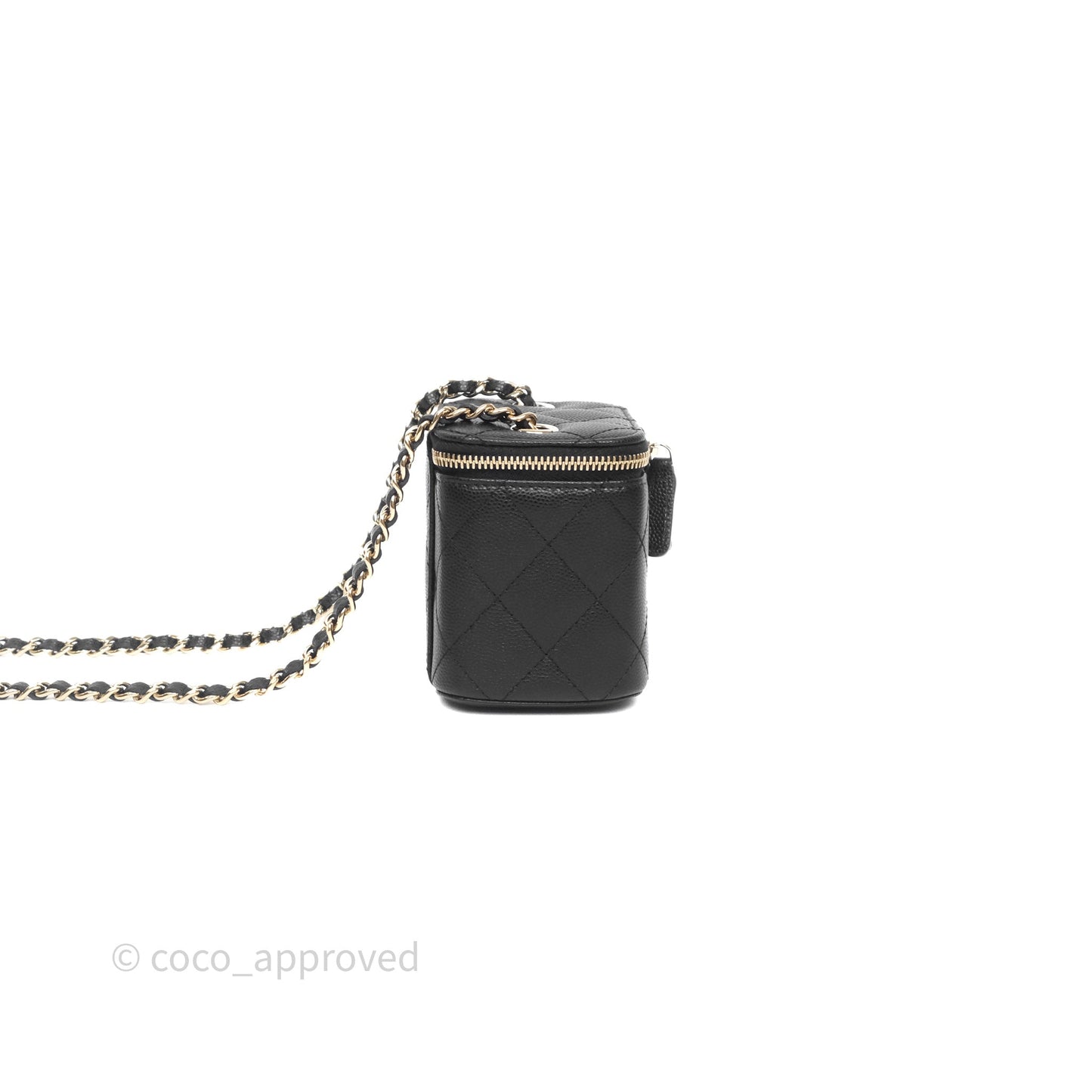 Chanel Mini Vanity With Chain Black Caviar Gold Hardware