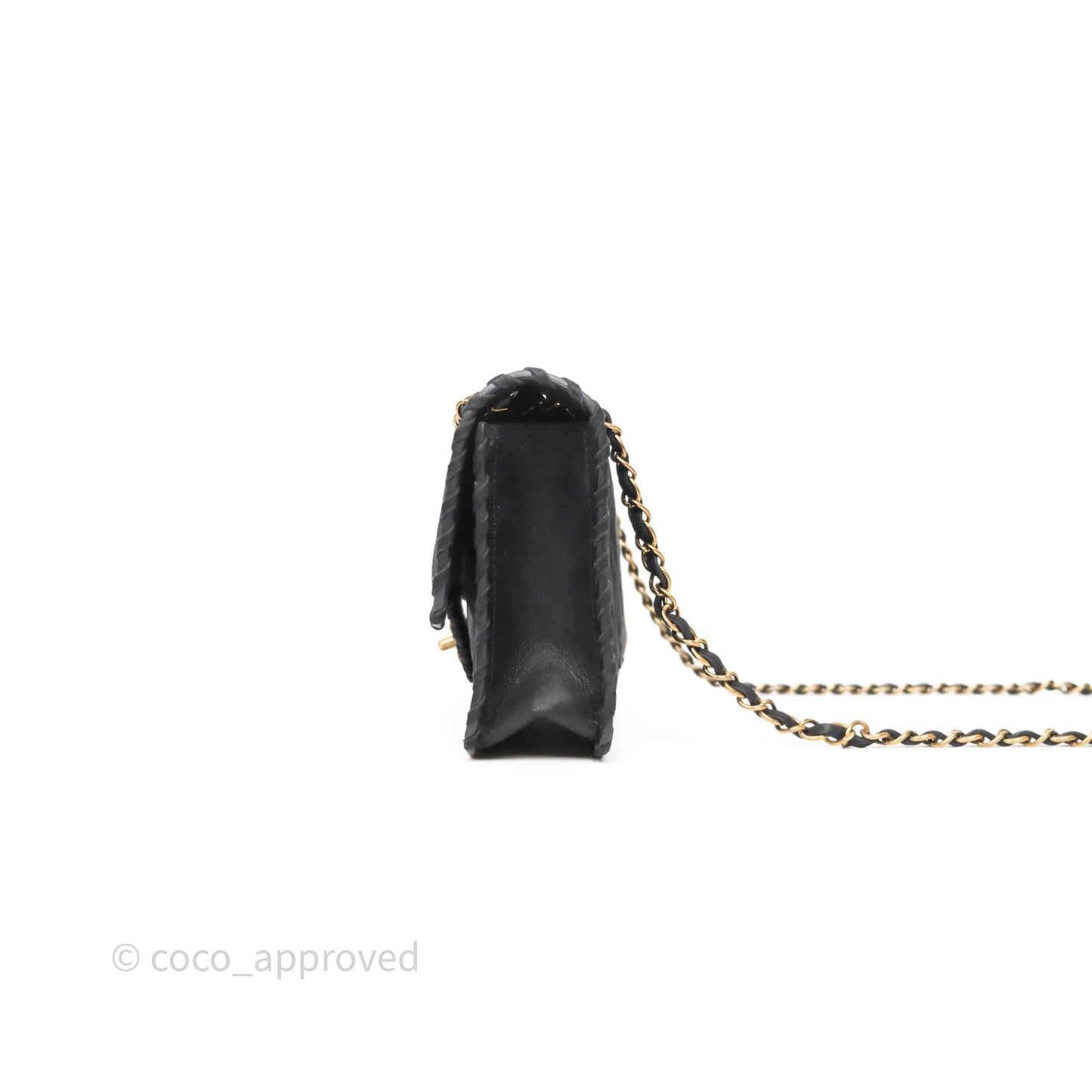 Chanel Braided Flap Bag Black Nubuck Aged Gold Hardware