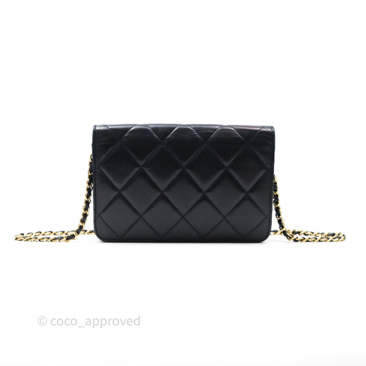 Chanel Golden Class Wallet on Chain WOC Navy Lambskin Gold Hardware