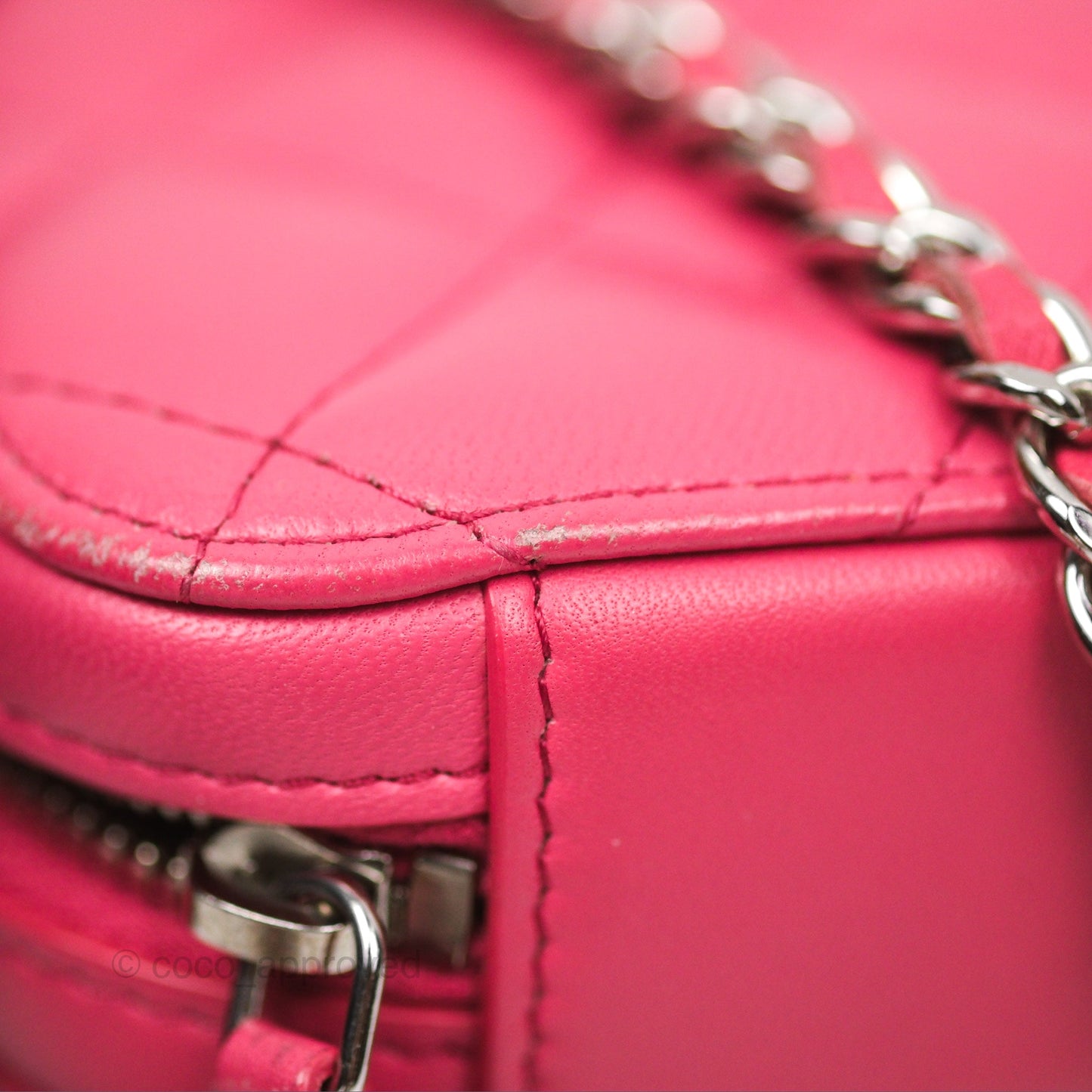 Chanel Quilted Phone Holder Pink Lambskin Silver Hardware