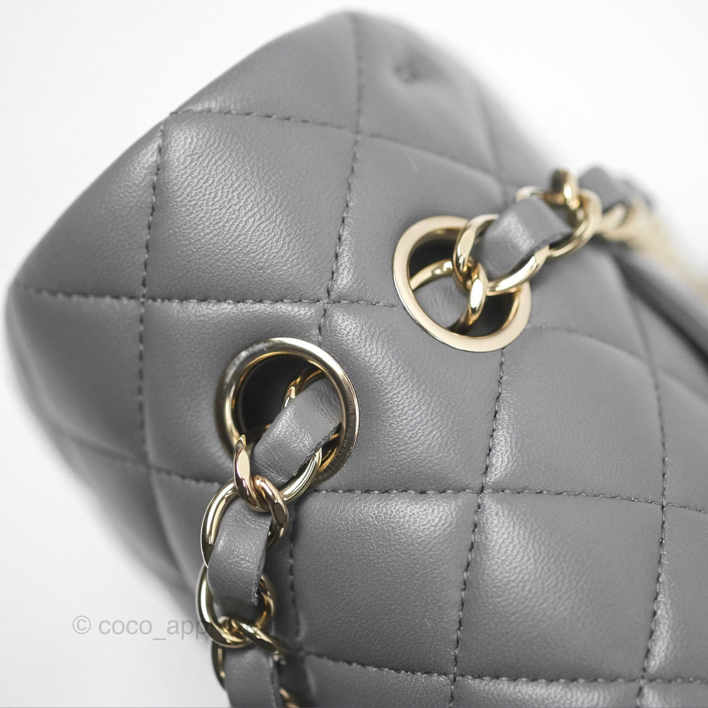 Chanel Classic M/L Medium Flap Quilted Grey Lambskin Gold Hardware