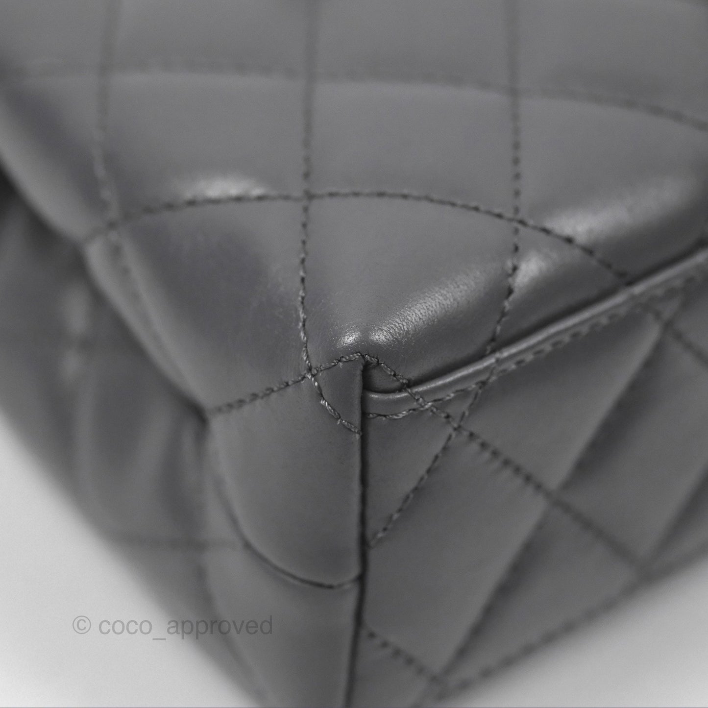 Chanel Kelly Bag Quilted Grey Shiny Calfskin Aged Gold Hardware