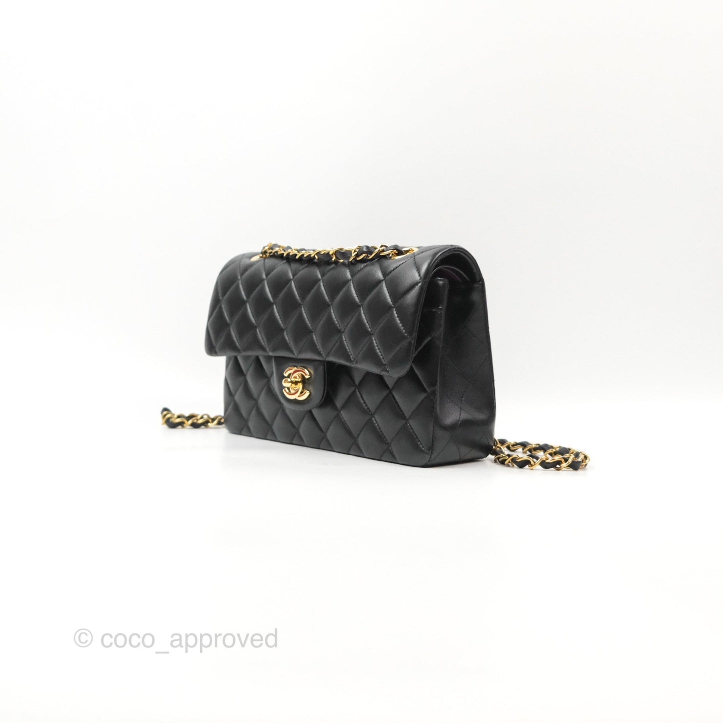 Chanel Small Classic Quilted Flap Black Lambskin Gold Hardware