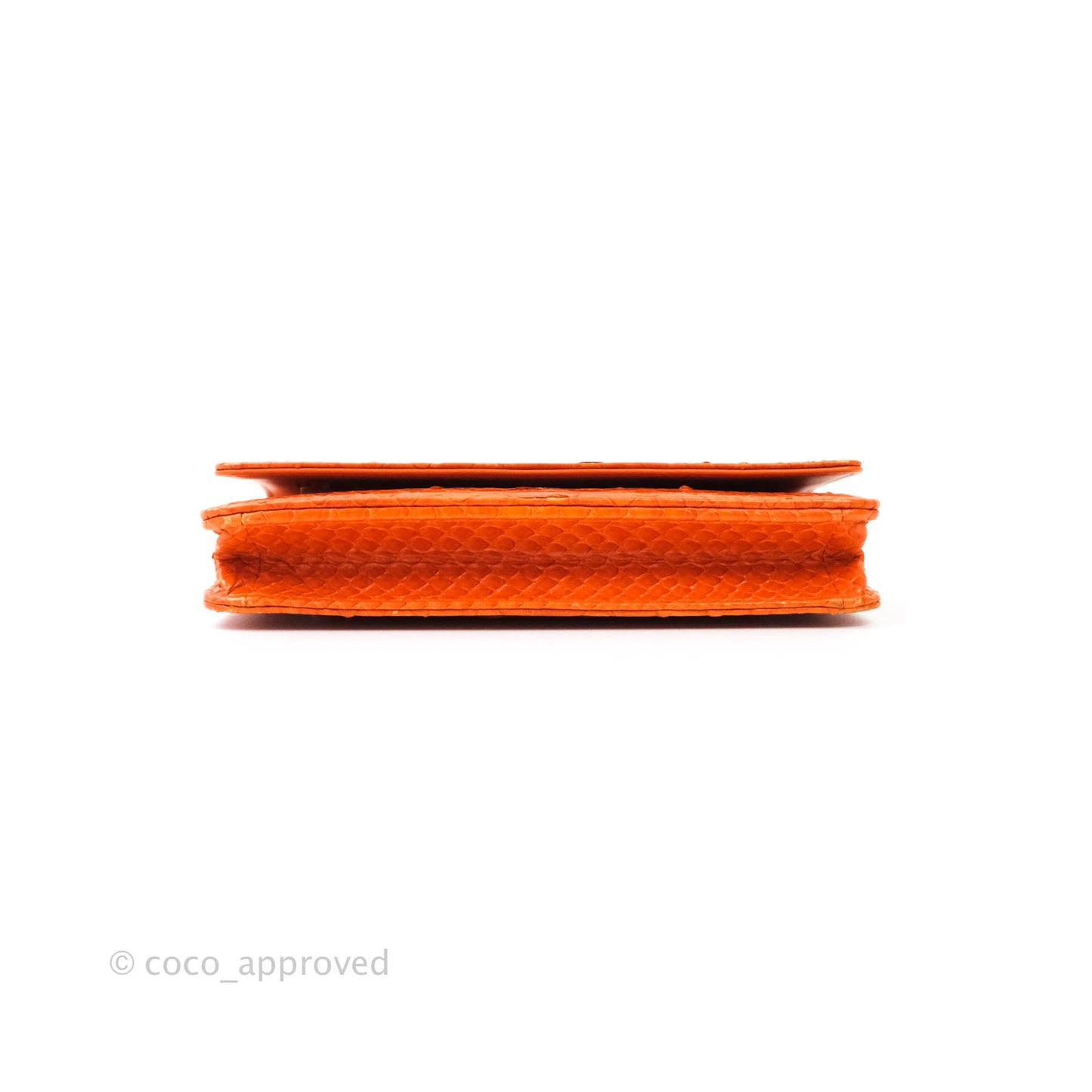 Chanel Wallet on Chain WOC Orange Python Aged Gold Hardware