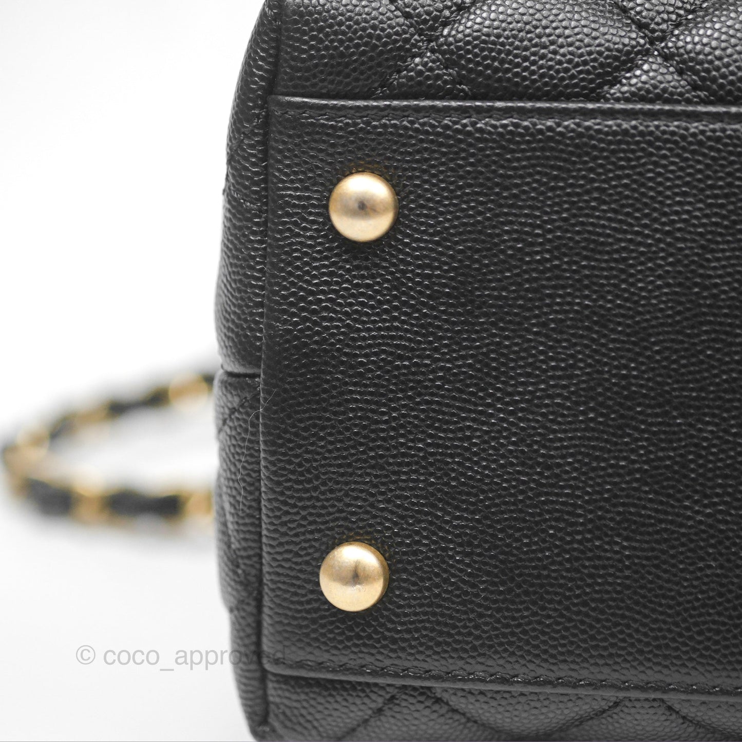 Chanel Medium Coco Handle Quilted Black Caviar Lizard Handle Gold Hardware