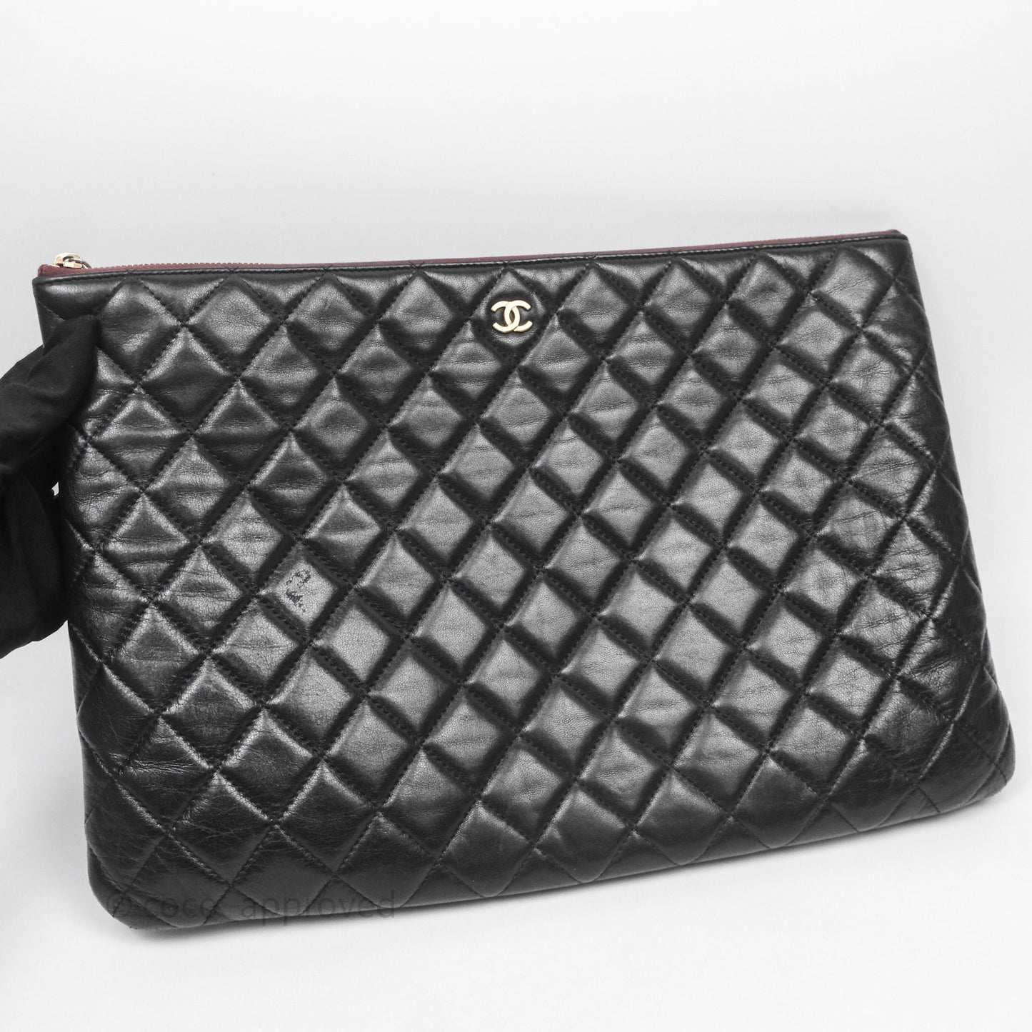 Chanel Classic Zipped Pouch Lambskin Black Gold Hardware
