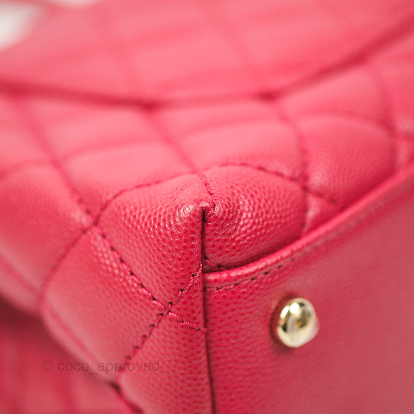 Chanel Small Coco Handle Quilted Dark Rose Pink Caviar Gold Hardware 21A